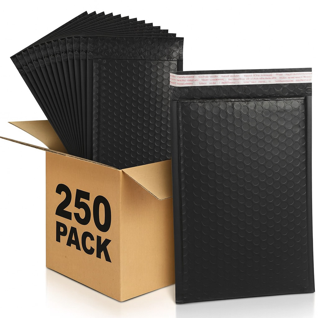 1000 Pack Black Poly Bubble Mailers 5×10 Self‑Seal Padded Shipping Envelopes