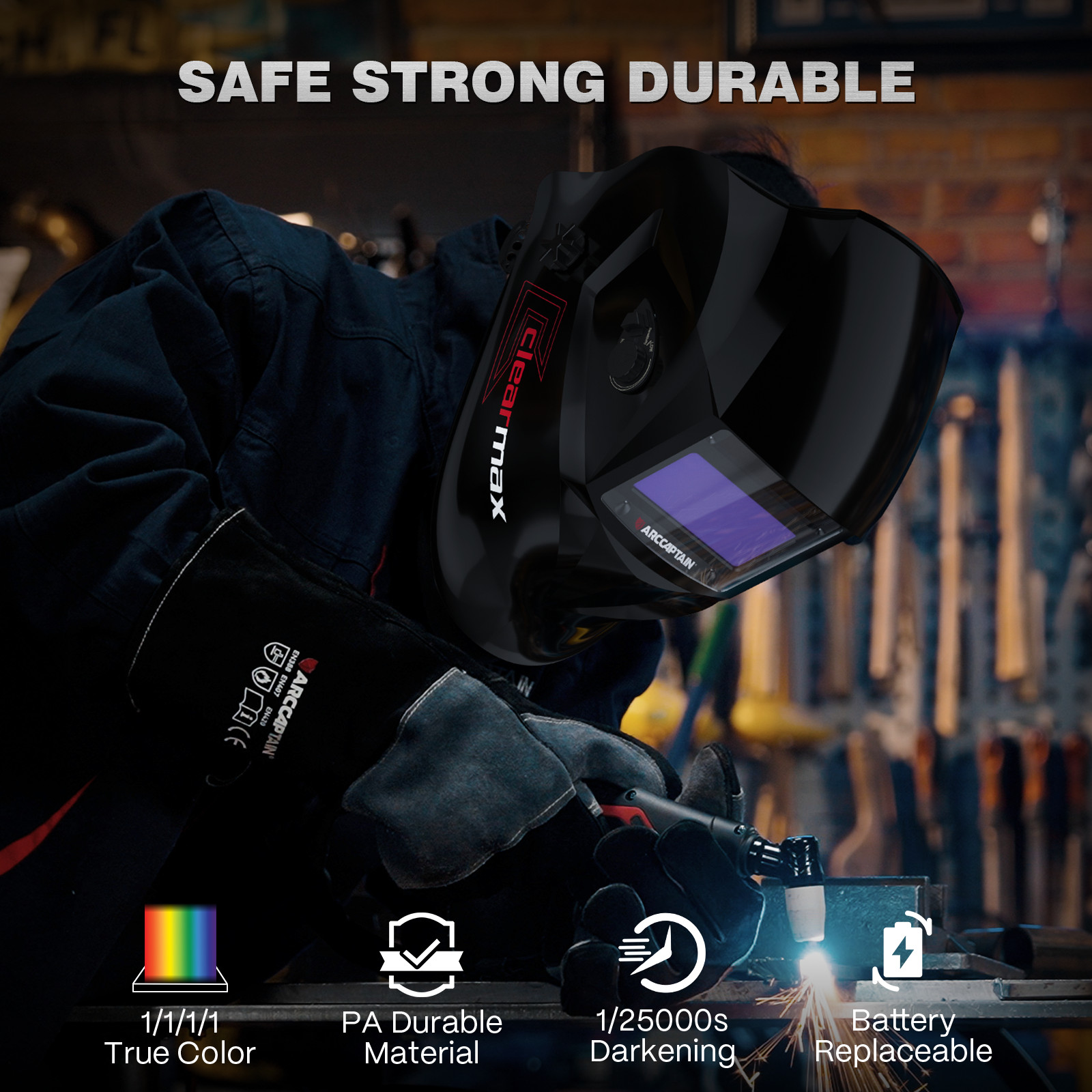 ARCCAPTAIN MIG Welder 200Amp 6 in 1 Aluminum LED Stick/Lift TIG & Welding Helmet