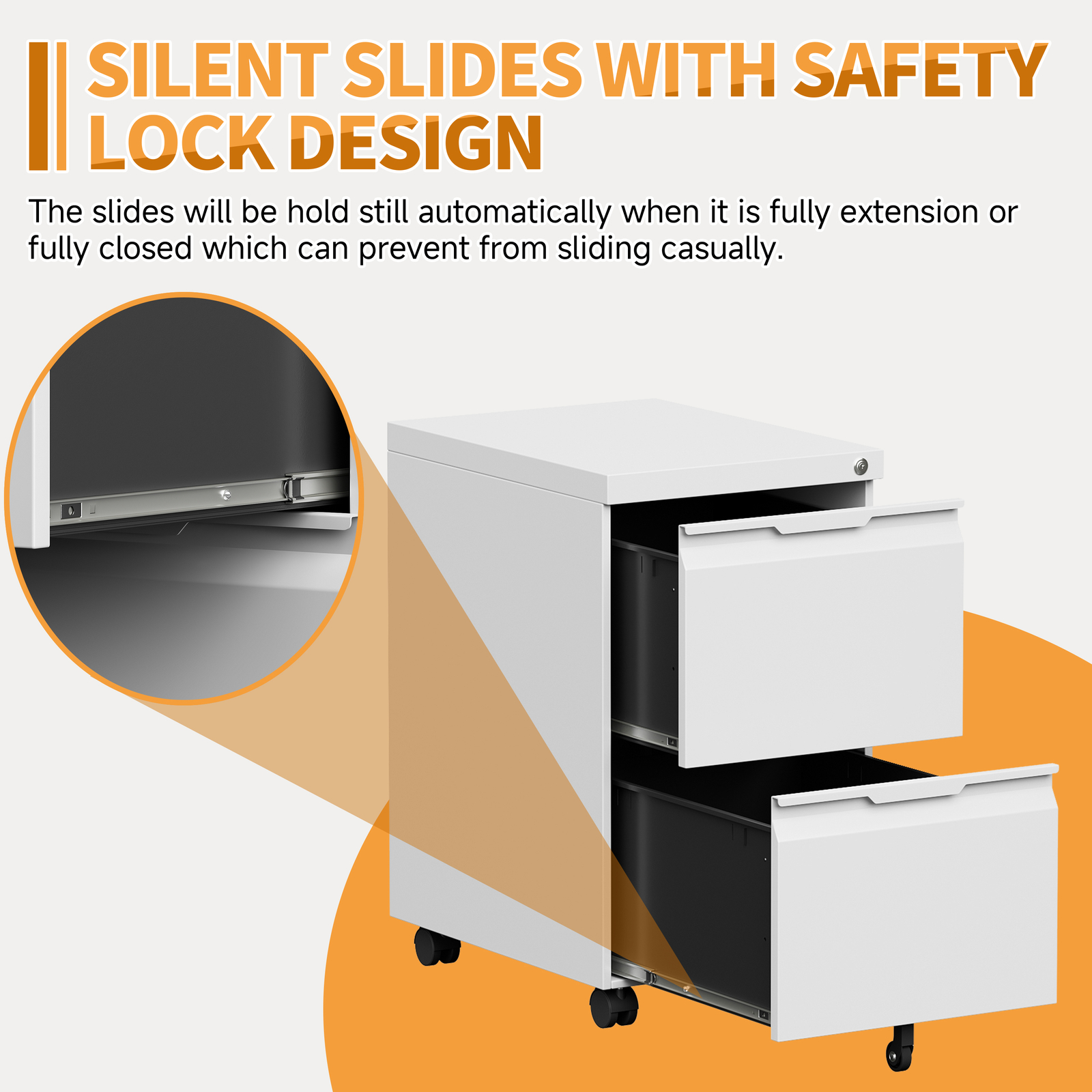 2 Drawer Mobile File Cabinet, Under Desk Storage Cabinet With Lock Office Filing