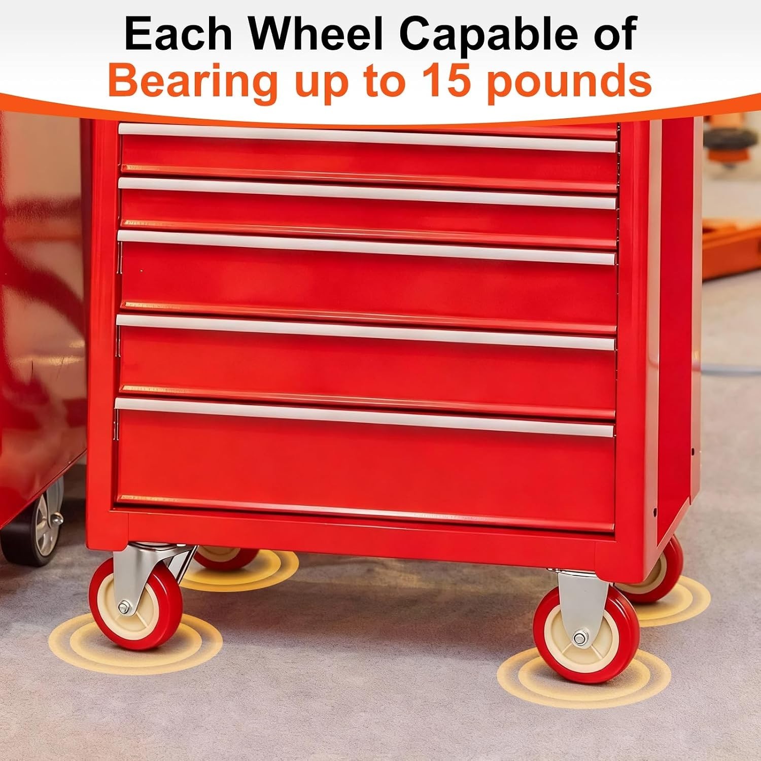 1 Inch PVC Caster Wheels Red Non-Swivel for DIY Projects and Furniture