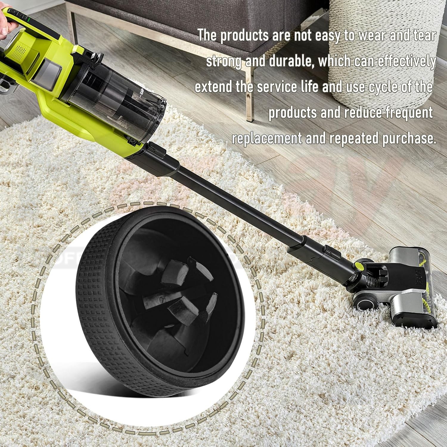 2 Pack Upgraded Replacement Wheel for Ryobi Cordless Stick Vacuum 18v BLACK