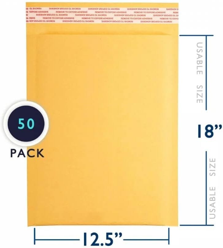 50 PC #7 14.25×20 Kraft Bubble Envelopes Yellow Padded Shipping Mailers