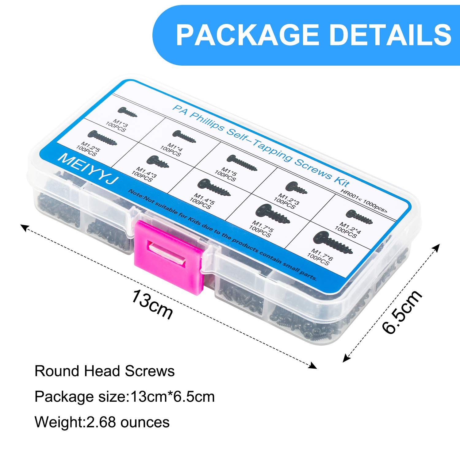 MEIYYJ 10 Kinds Small Multi-Purpose M1 M1.2 M1.4 M1.7 1.7 millimeters, Black