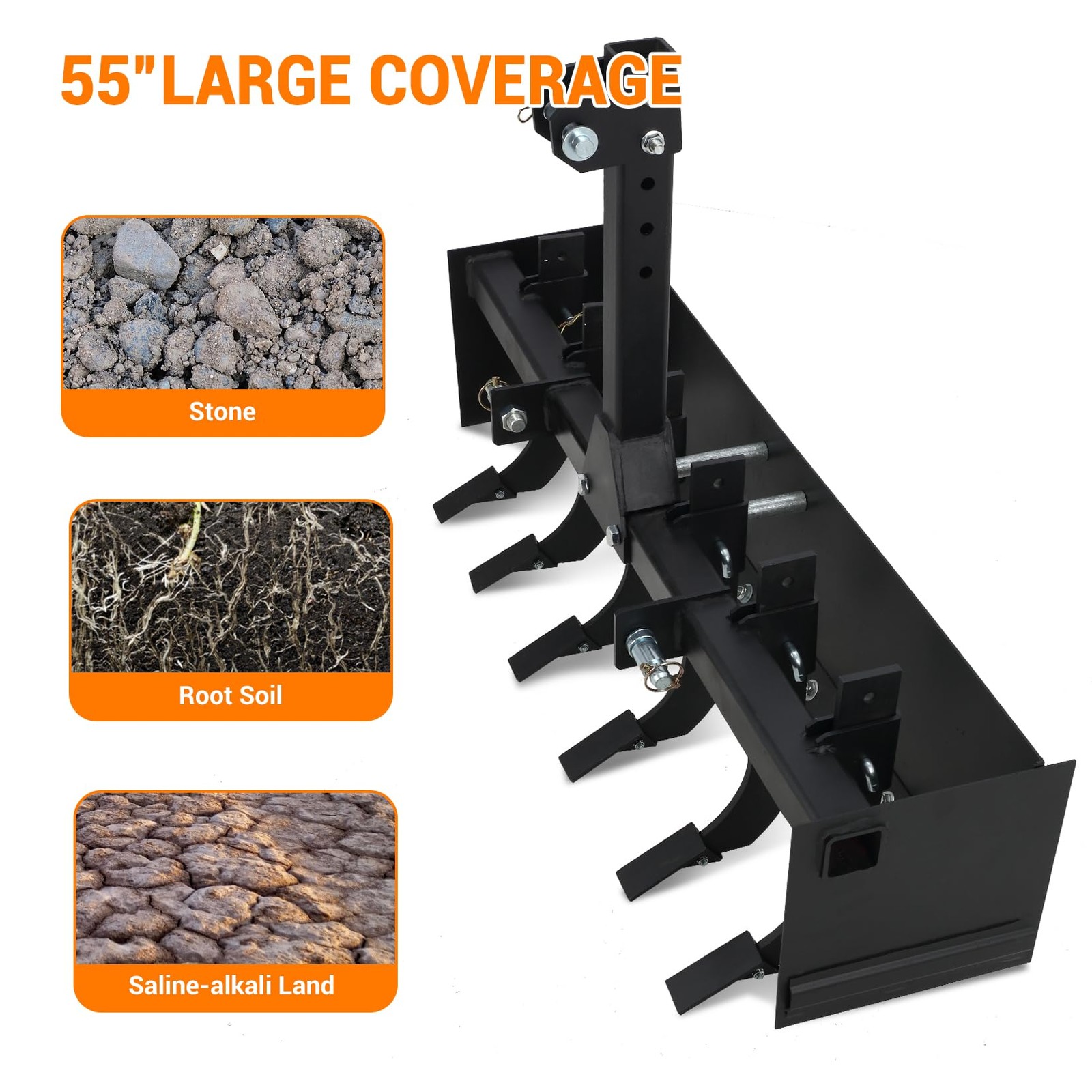 55 Inch Box Blade Tow Behind Scraper 3 Point Quick Hitch for Category 1 Tractor