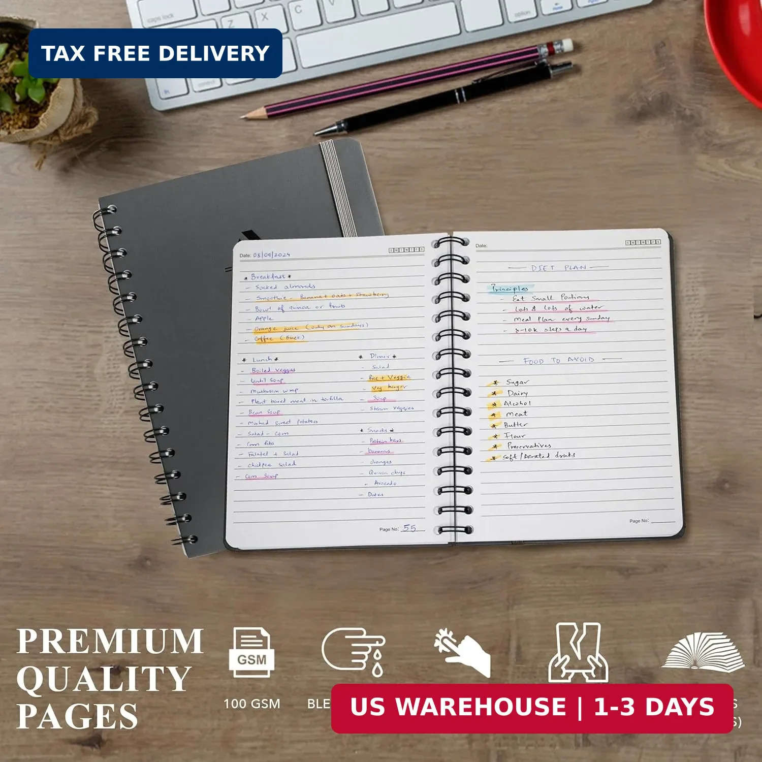 Nextnoid Lined Spiral Notebook Journal For Women & Men – A5(5.8″ x 8.3″) 170 Pag