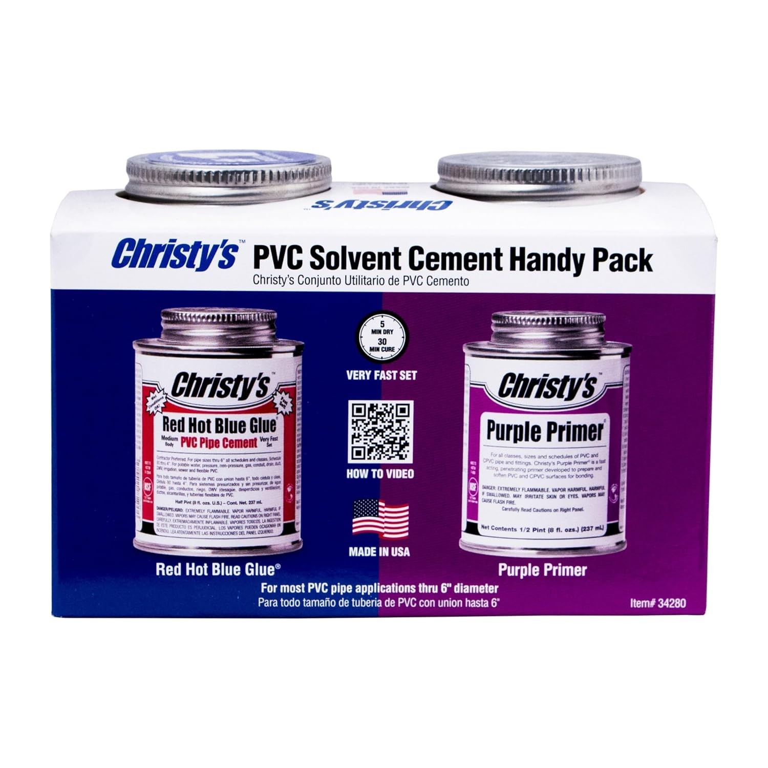 Must-Have Handy Pack: Strong Red Hot Blue Glue & Purple Primer 8oz for Repairs