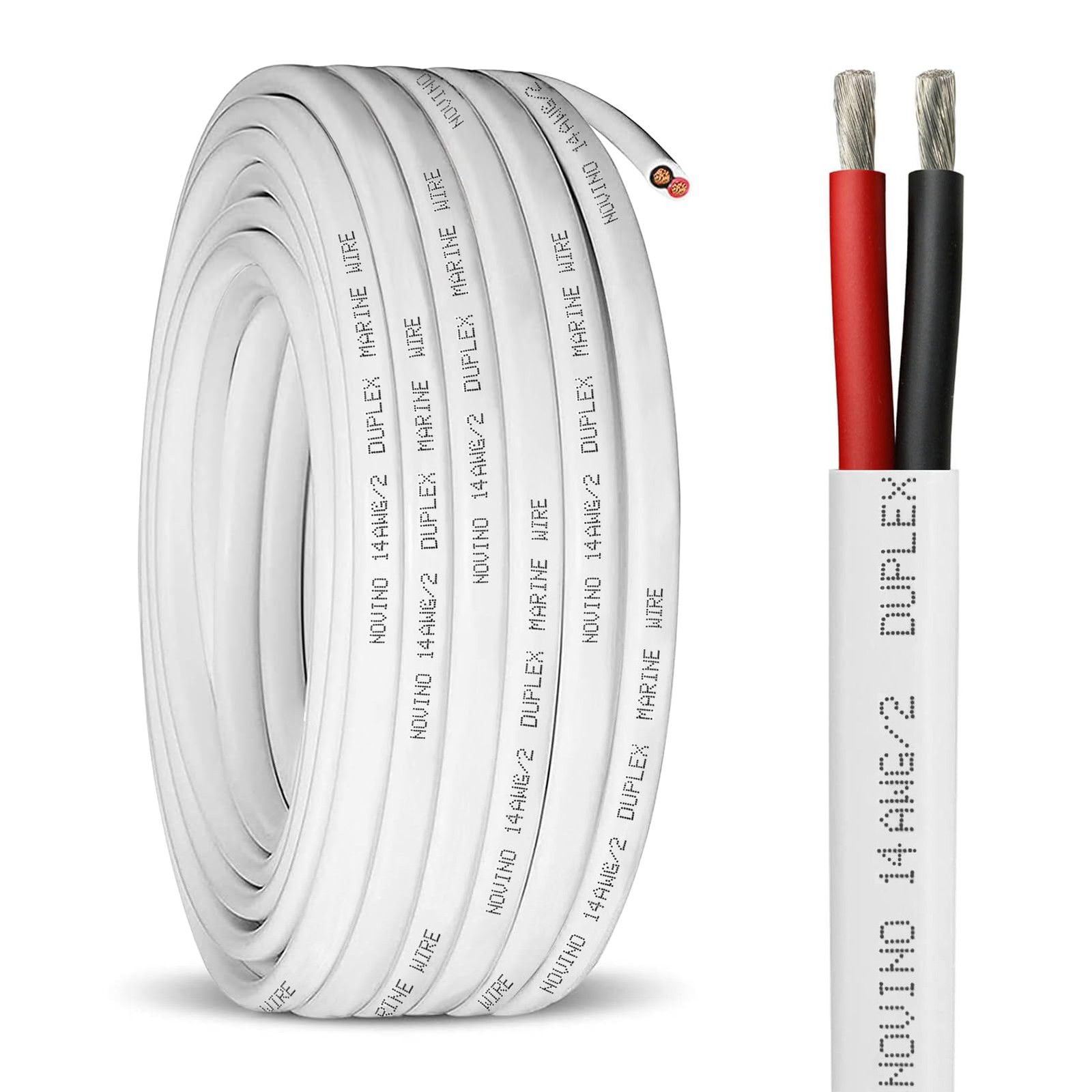 14 Gauge Marine Wire,100ft 14 AWG 14/2 Duplex Grade Wire 100 ft, White