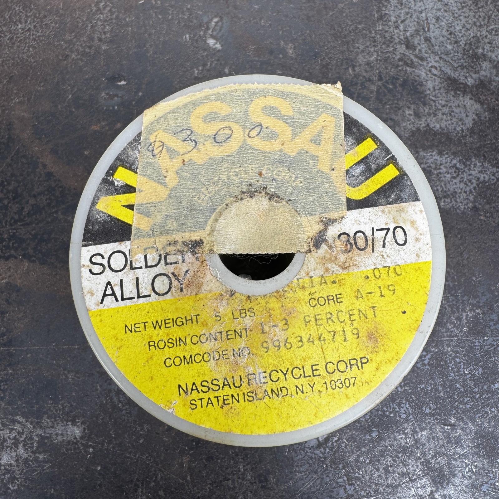 Vintage NASSAU .070 Dia 30/70 Solder Alloy – 3LB 14.7 Oz