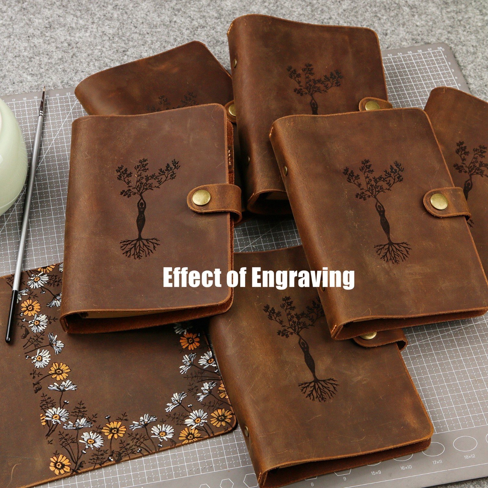 Personalised A5 A6 Leather Refillable Planner Binder 6 Ring Travelers Journal