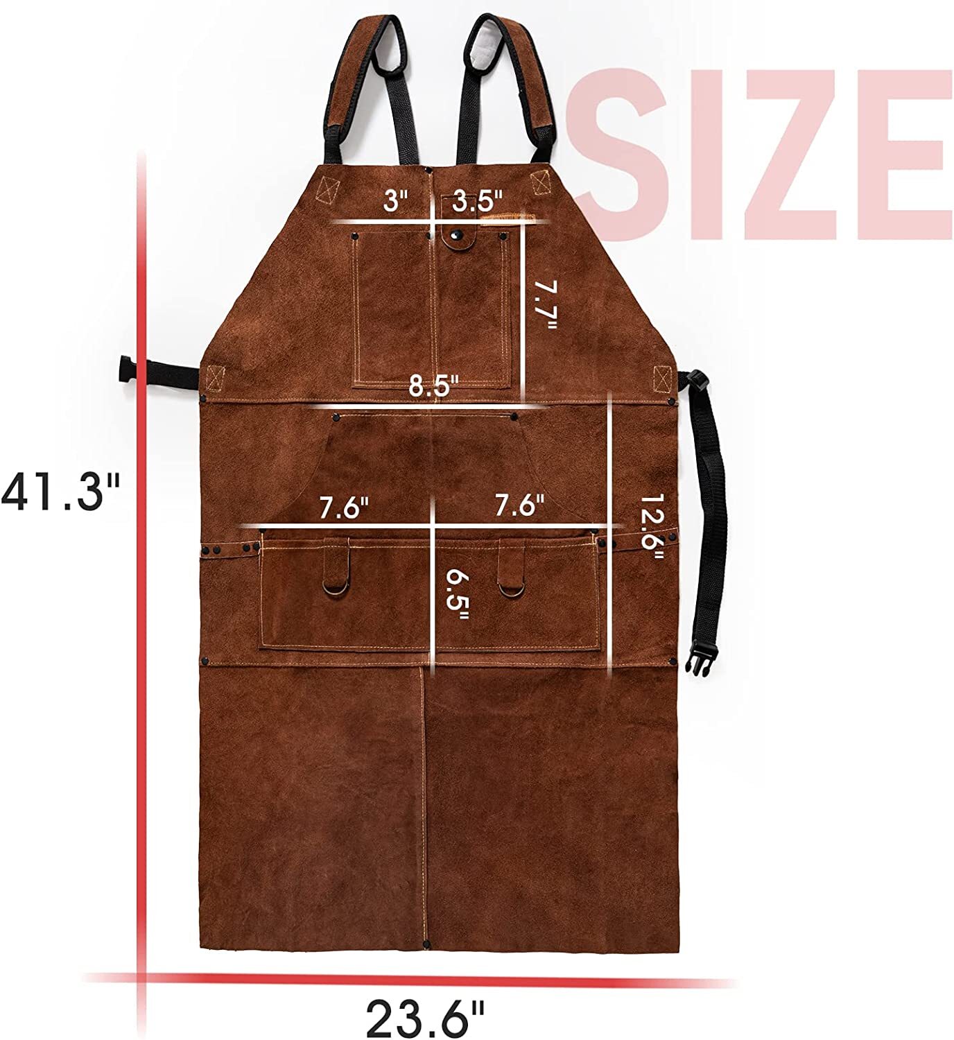 41″x 23″Cowhide Leather Welding Apron Heat Resistant Clothing with pockets
