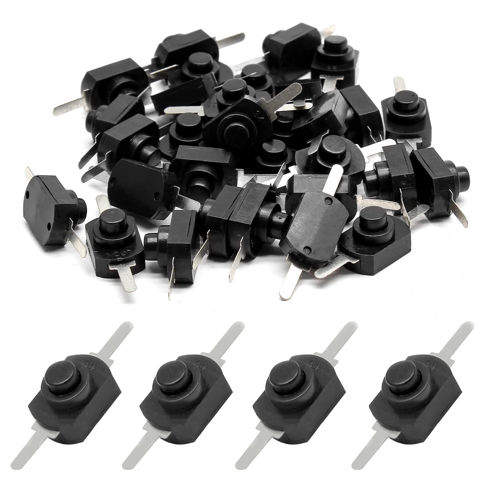 Litoexpe 50pcs Black Latching Mini ON/Off Switch SelfLock Micro Push Button S…