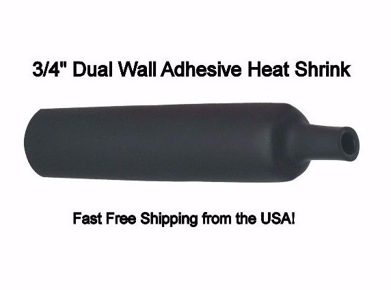 (25 6″ Pcs) 3/4″ / 19.1mm Black Adhesive Lined Dual Wall Heat Shrink 3:1 Ratio