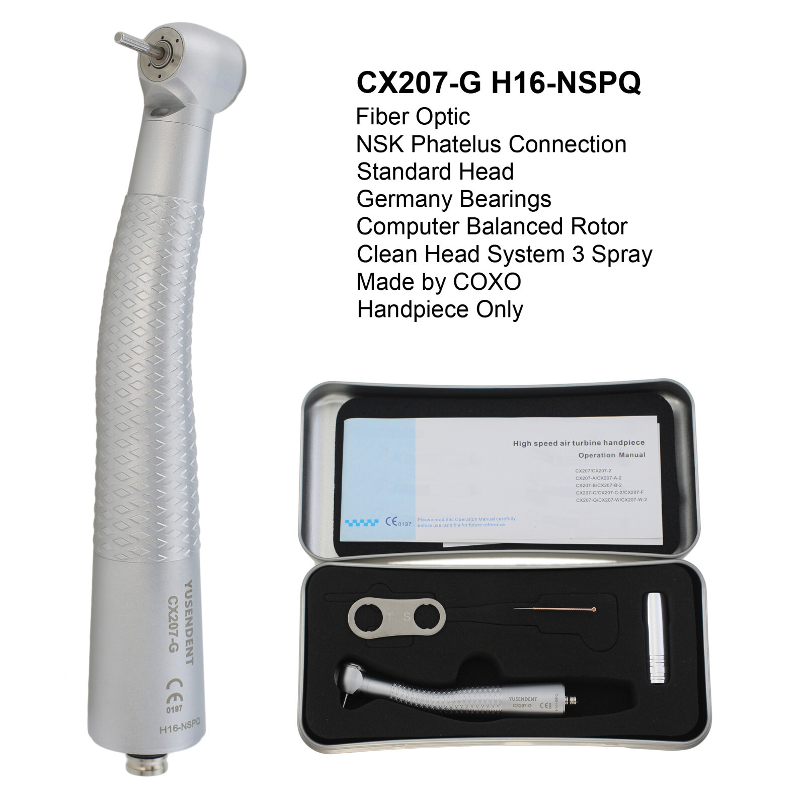 BEING Dental High Speed Handpiece Fiber Optic 45 Degree Surgical NSK Coupler LED