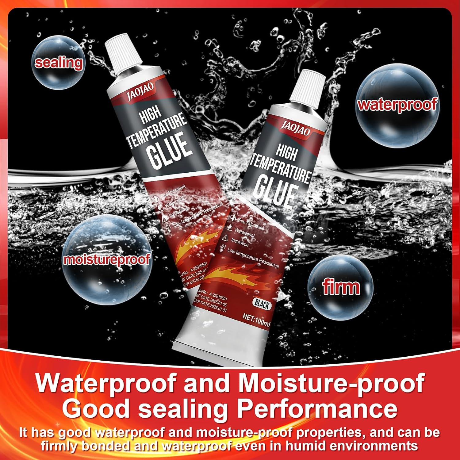 High Temp Silicone Sealant, Heat Resistant Glue High Temperature Sealant with Br