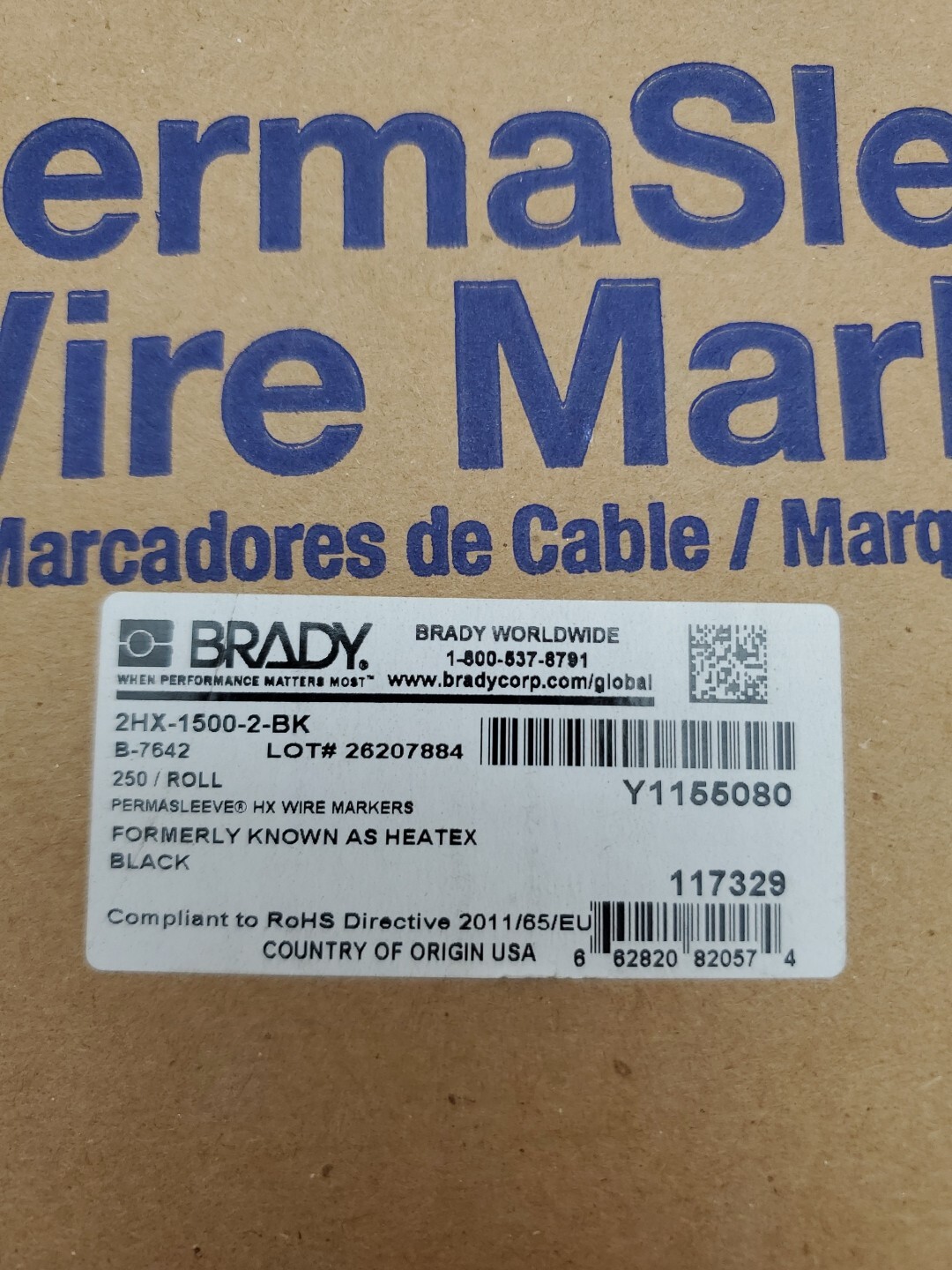 Brady 2HX-1500-2-BK PermaSleeve Wire Marking Sleeves 1.50″ 1.969″ Polyolefin