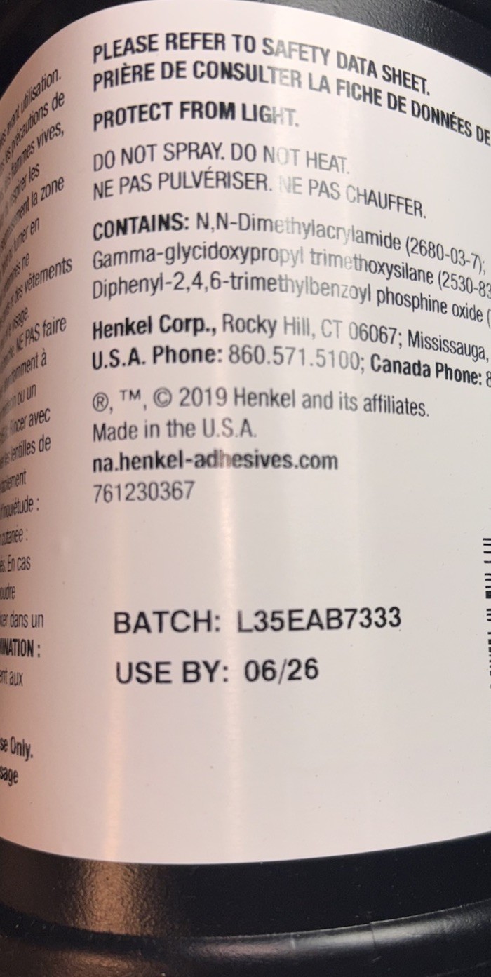 LOCTITE AA 3105 LITER Light Cure Adhesive (33.8 FL OZ) P/N: 230367 ONE BOTTLE
