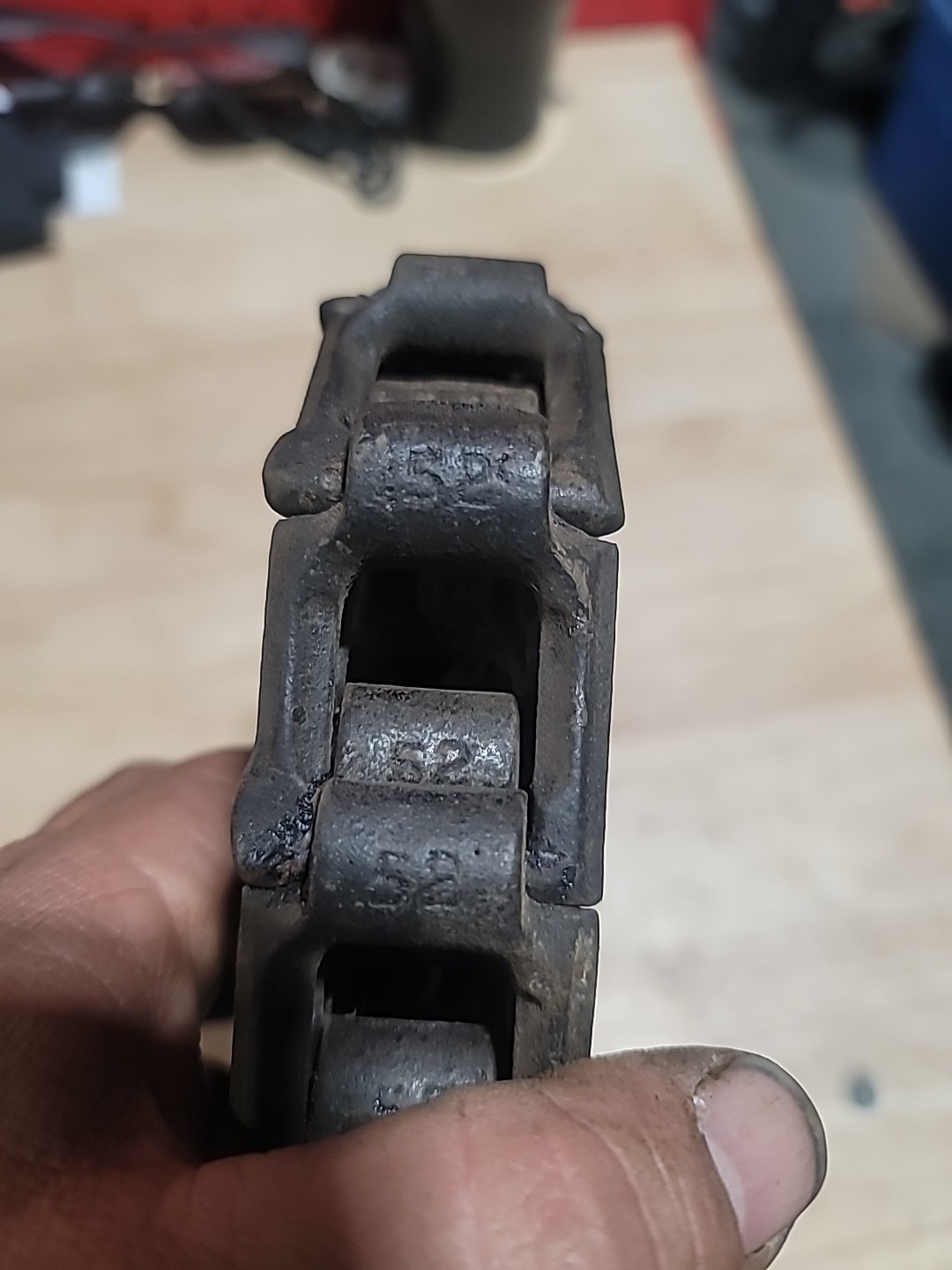 No 52 Detachable Cast Iron Chain 10′ Flat Link Vtg Farm Implement Cm52 IHC Tag