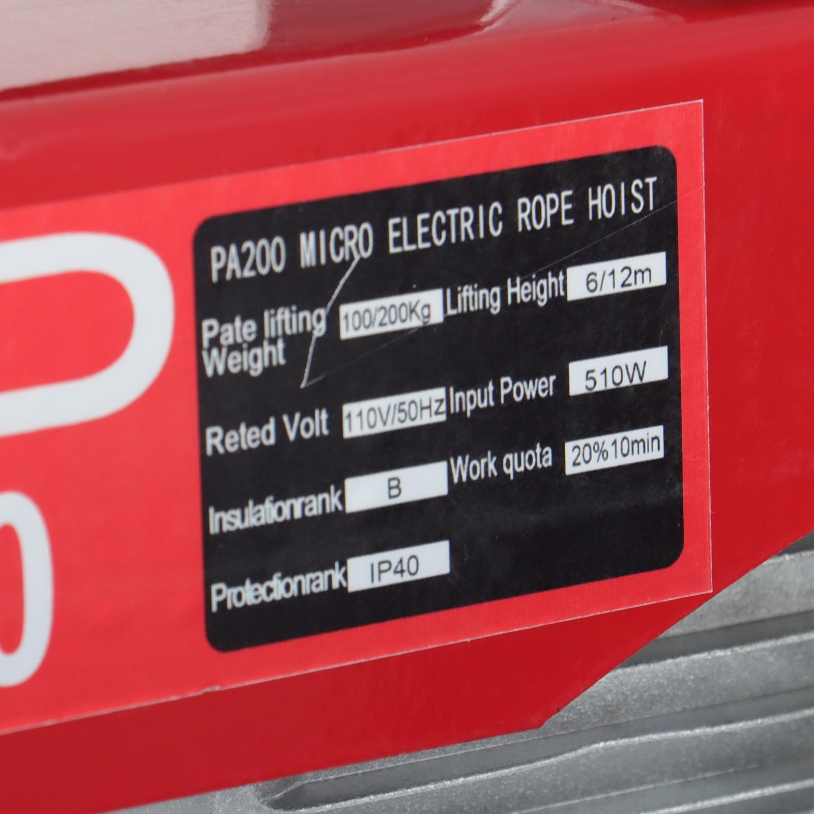 PA200 440lbs / 200kg 110V Mini Electric Hoist 6.6 ft Wired Remote Control