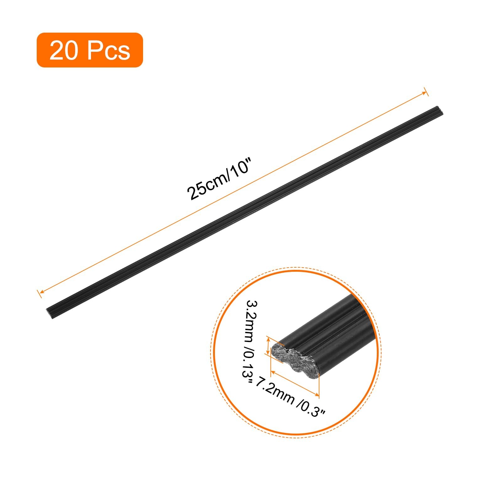 MECCANIXITY 20pcs 10 Inch Plastic Welding Rods PP Welding Strips for Plastic Wel