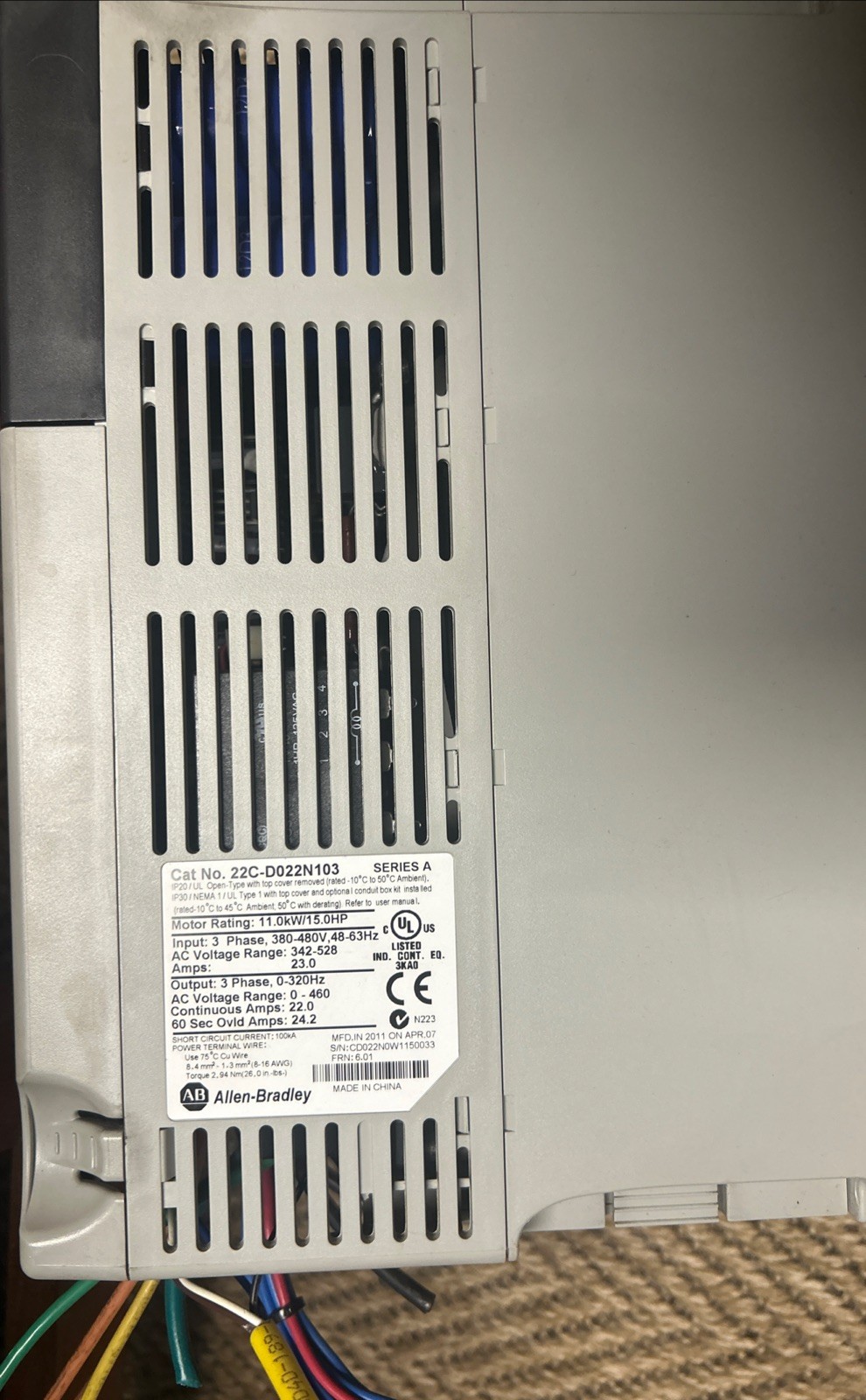 allen bradley power flex 400 2ccd022N103