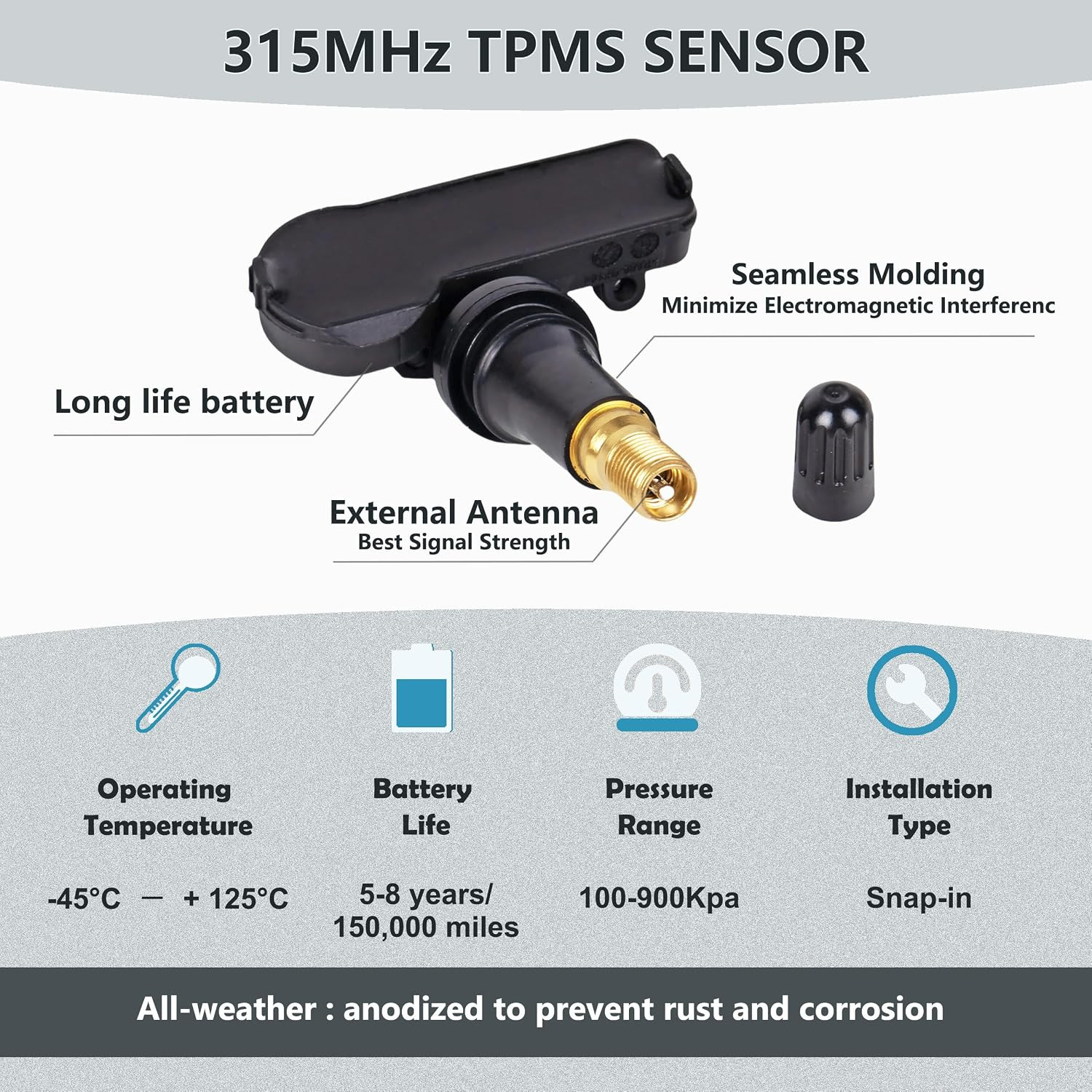 TPMS Tire Pressure Sensors 315Mhz Compatible with Ford 2009-2014 F-150 2009-2018
