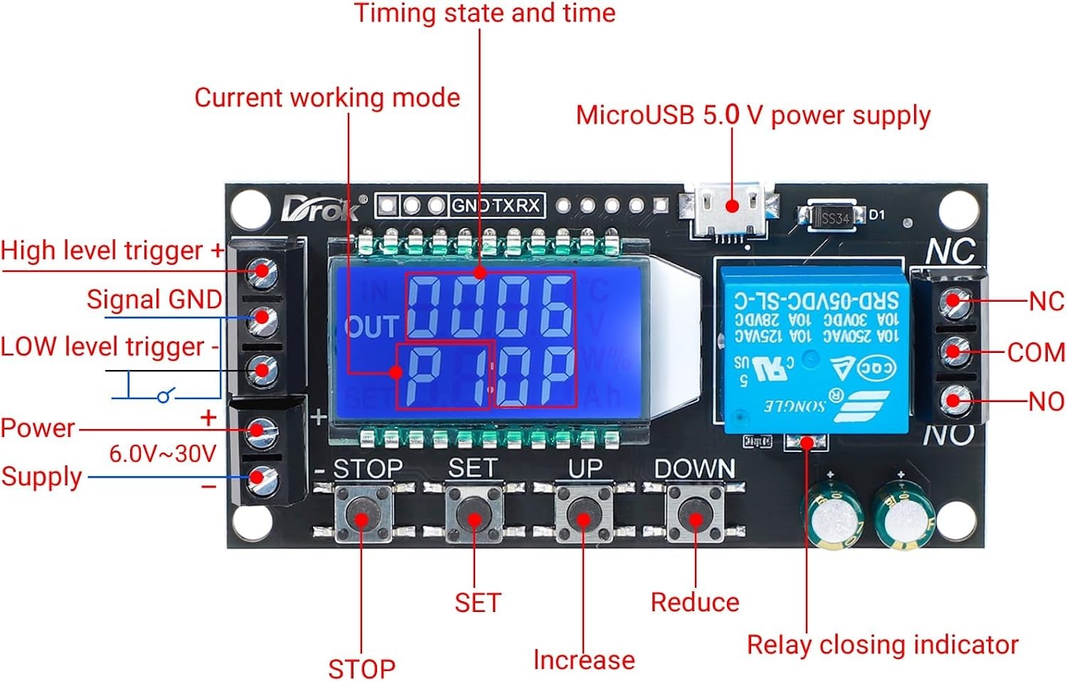 Versatile 2pcs Time Delay Relay Module DC 5V-30V with Custom Parameter Settings