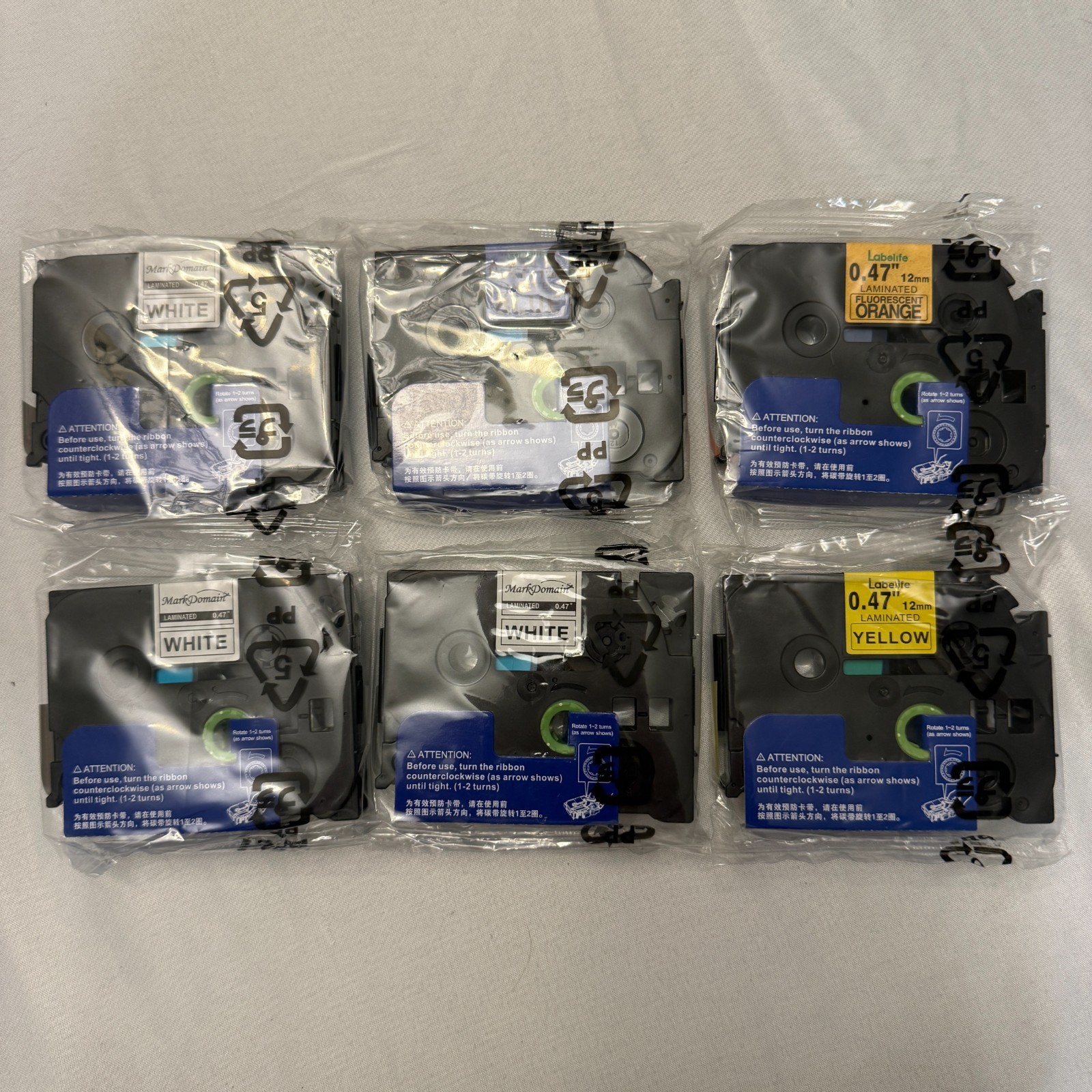 Brother® P-Touch® D410 Label Maker Label tape 12mm .47″ Multiple Colors (A8-17)