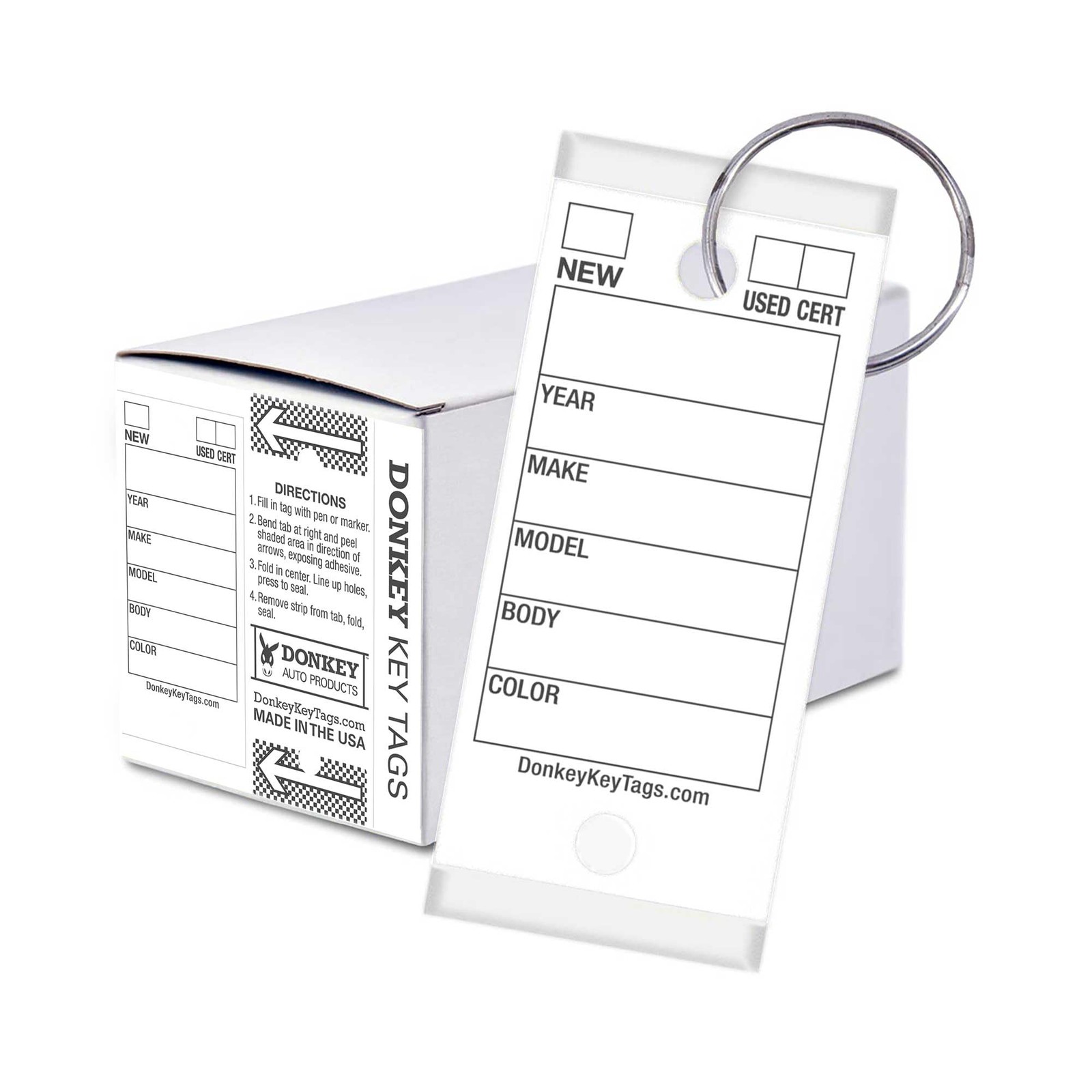 Donkey Key Tags, Laminated Self-Protecting (250 Tags Per Box with Metal Rings…
