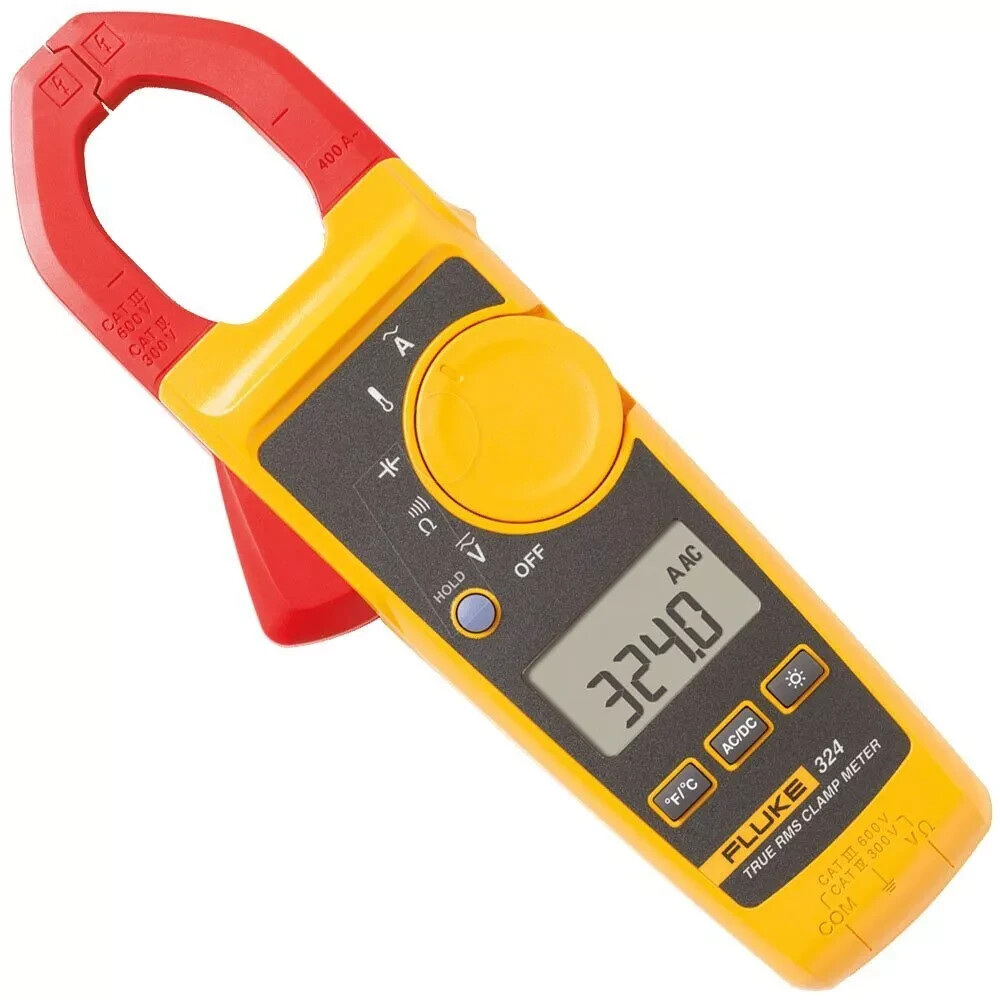 Fluke 324 True-RMS Clamp Meter with Temperature & 4/600V AC/DC boxless