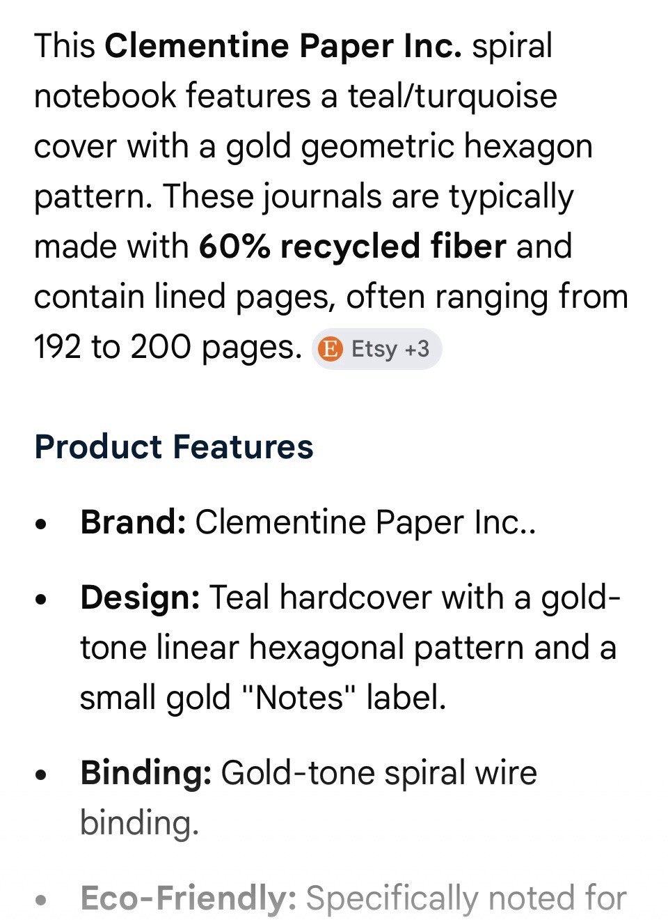 Clementine Paper Inc Floral Spiral Notebook Notes Journal 60% Recycled Paper