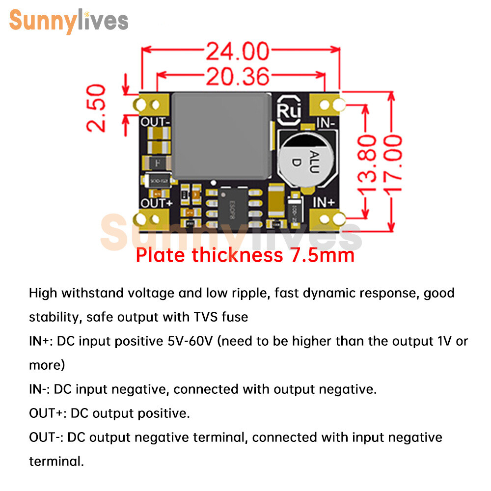 DC-DC Step-down Module 60V48V36V24V To 12V5V3.3V Car Power Mini Buck Converter