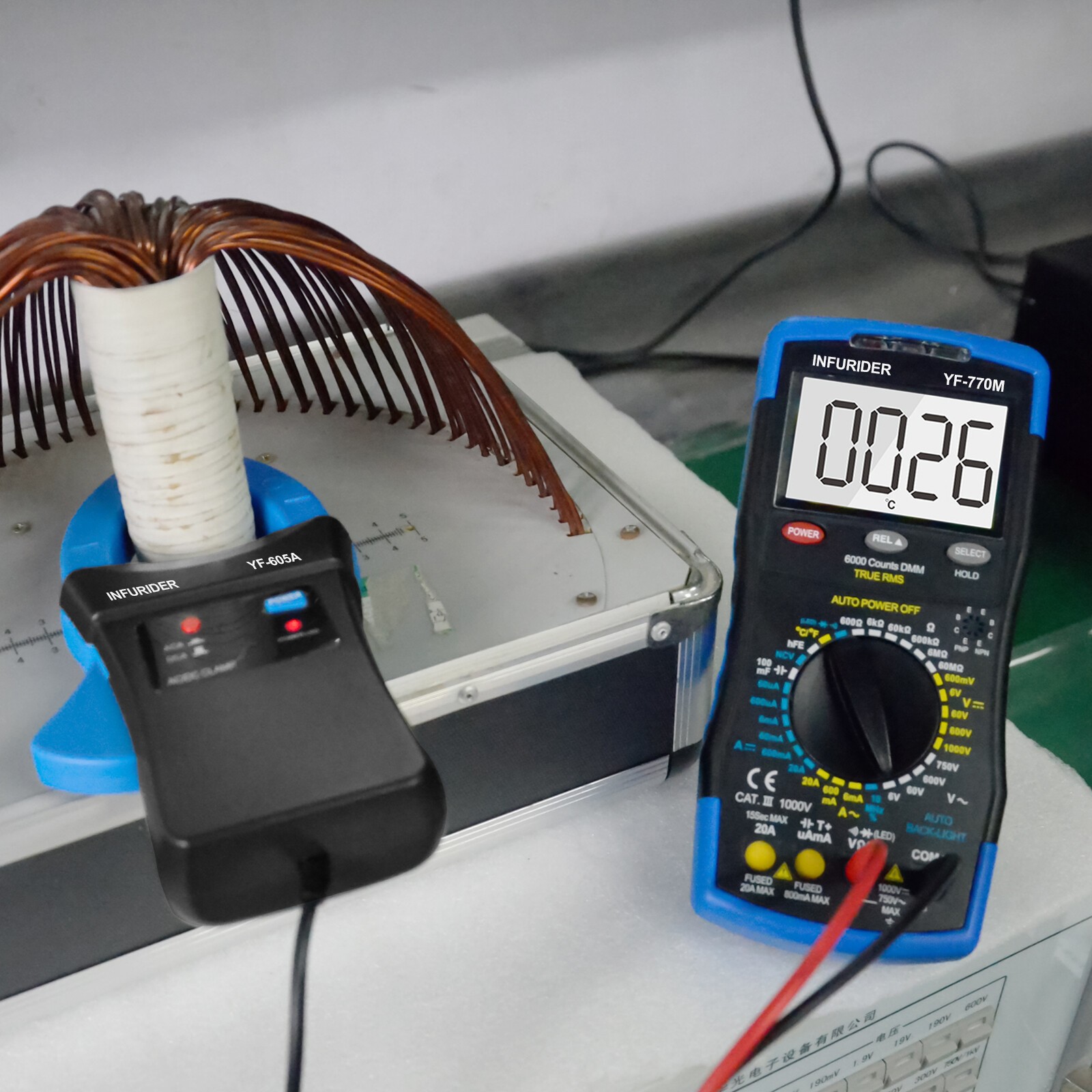 Digital Multimeter True RMS 600A DC/AC Current 6000 Counts w/ Temperature & NCV