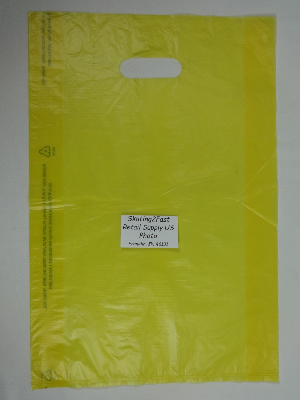 100 Qty. 12 x 3 x 18 Yellow High-Density Plastic Merchandise Bag w / Handle