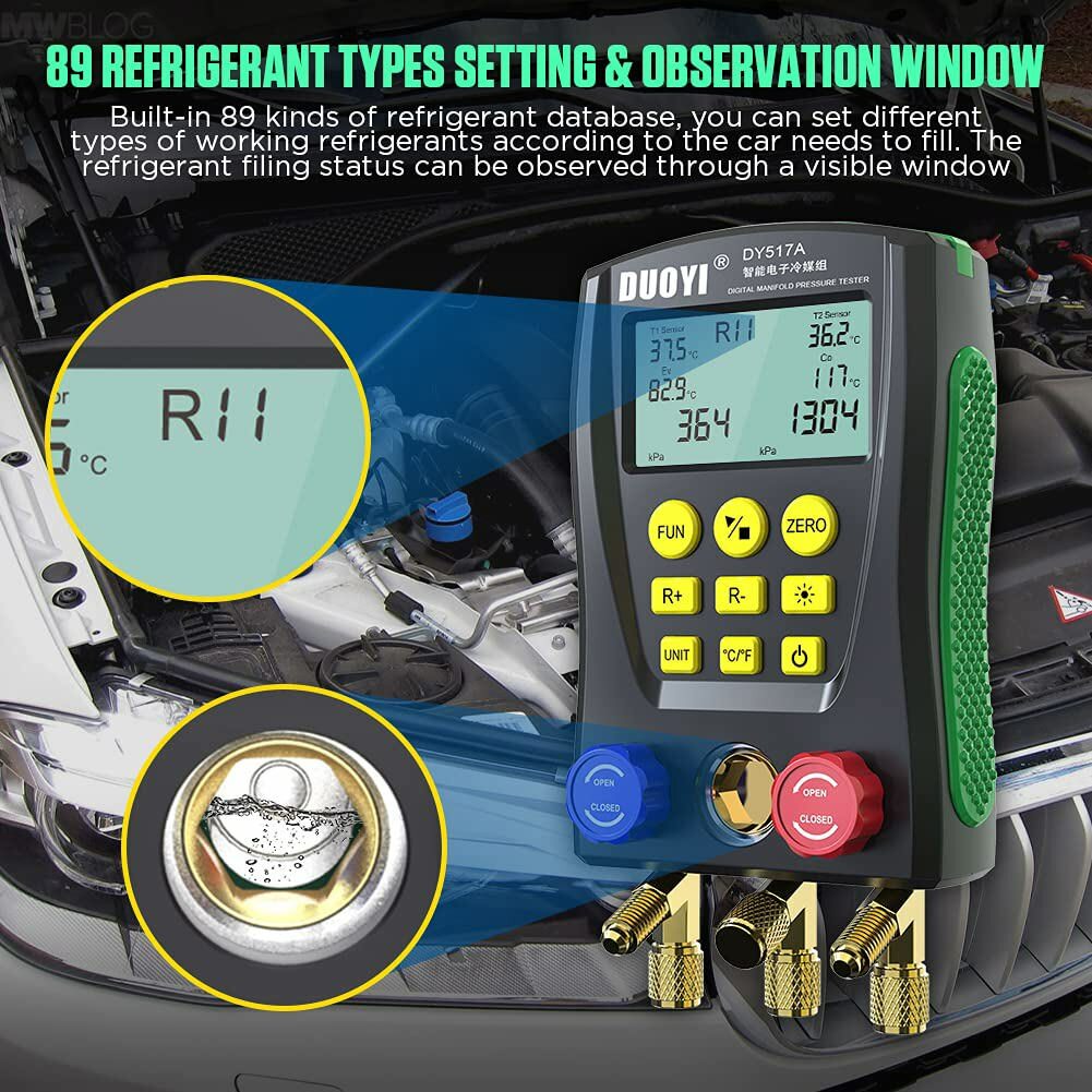 Digital Refrigeration HVAC Vacuum Pressure Temperature Tester Manifold Gauge Kit