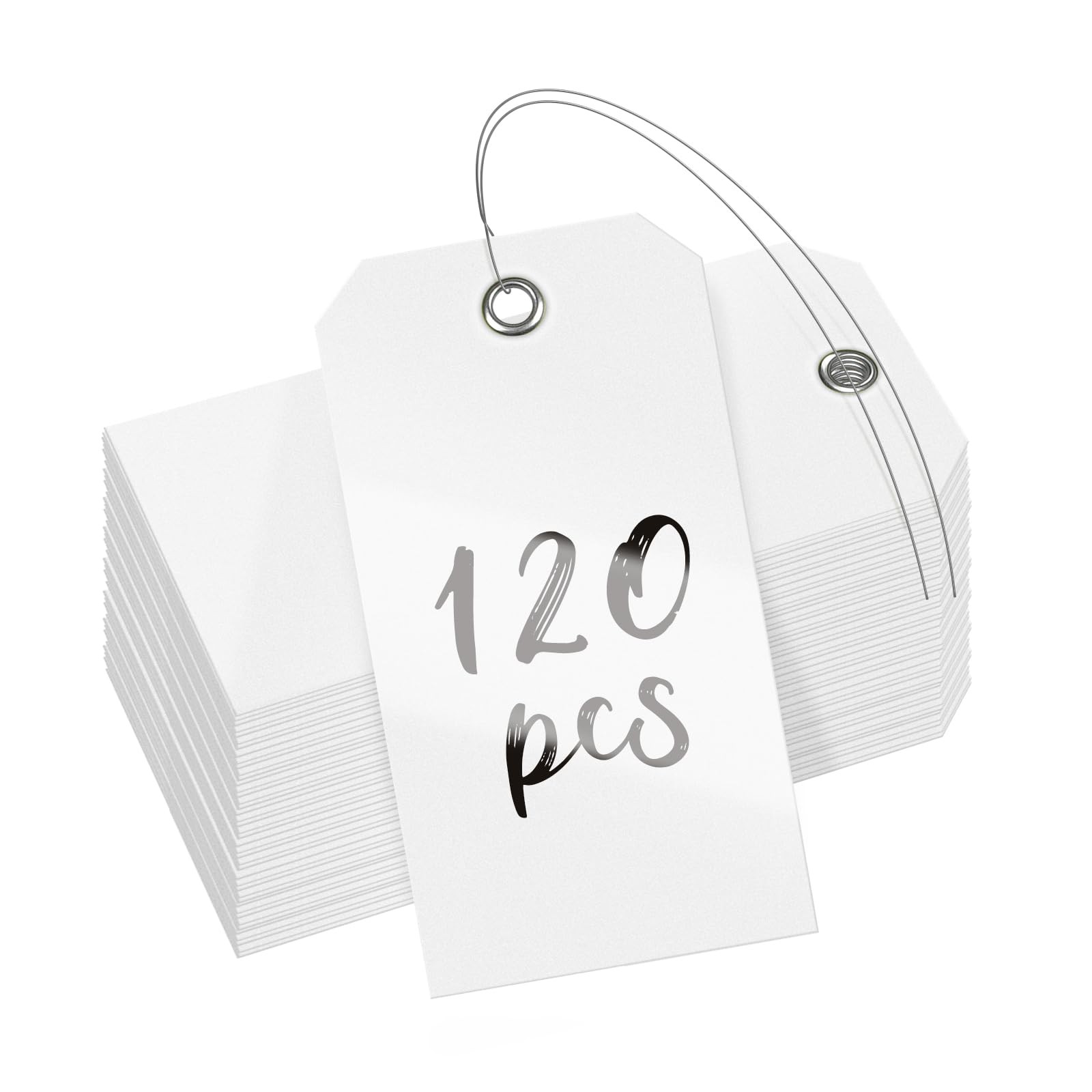 Uniclife 120 Pcs White Plastic Tags for 4.7 inches L x 2.36 W,