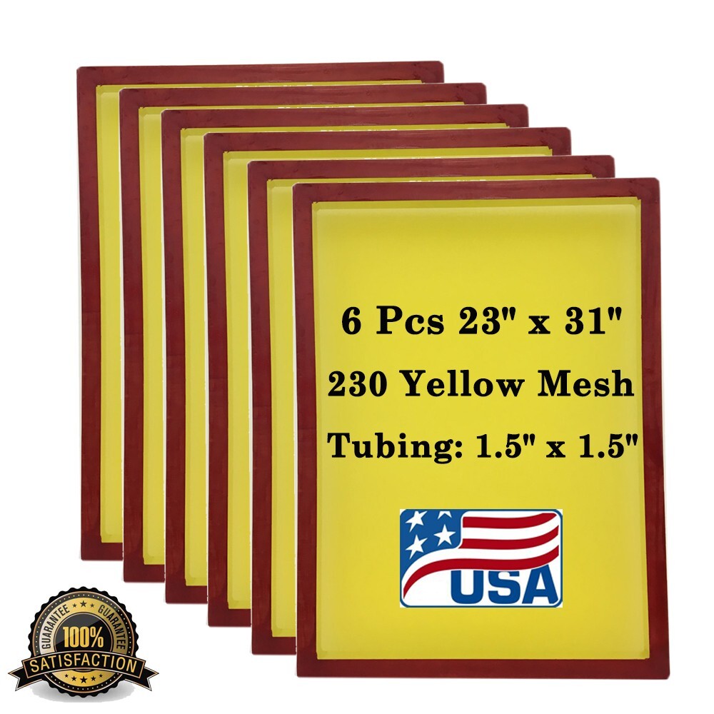 Qomolangma 6Pcs 23″ x 31″ Aluminum Screen Printing Screens With 230 Yellow Mesh