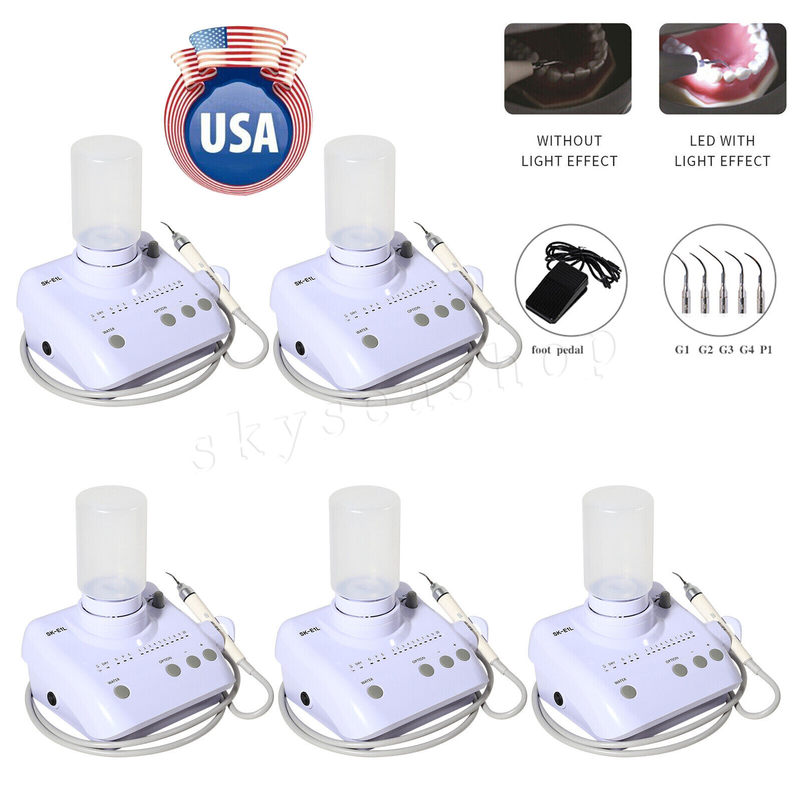 1-5pcs Dental Ultrasonic Piezo Scaler with LED light Handpiece for EMS Cavitron