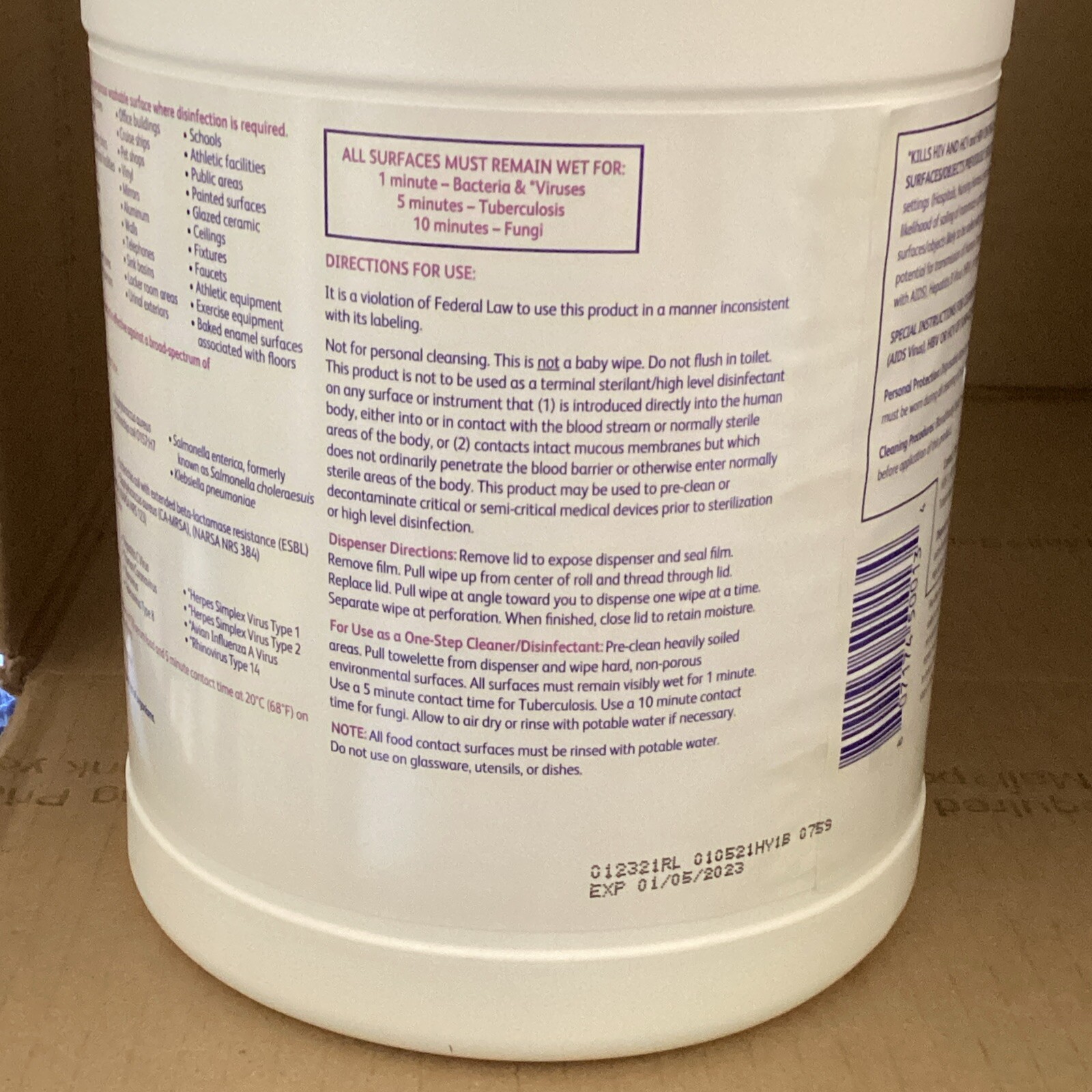 LOT of (4) Diversey Oxivir TB Disinfectant Wipes Containers, White, 160 ea – NEW