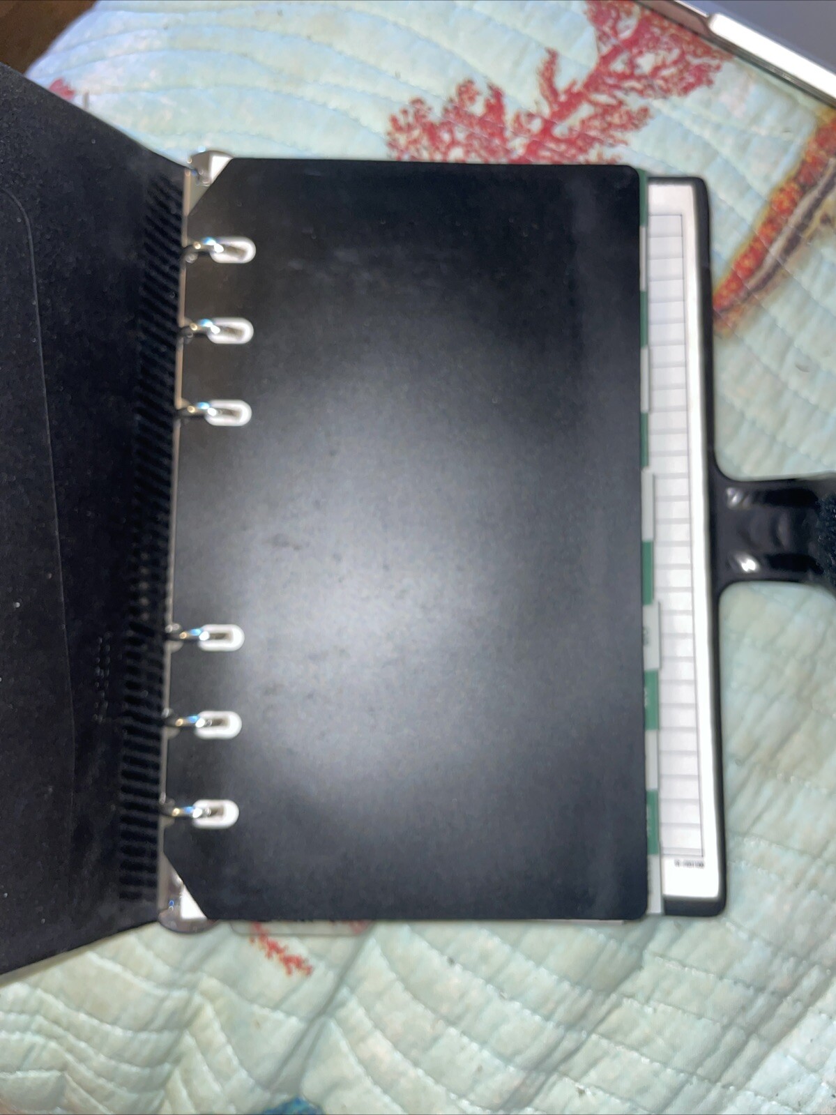 4.5 X 7 Faux Leather Blue 6 Ring Basic Planner Hook Loop fastener