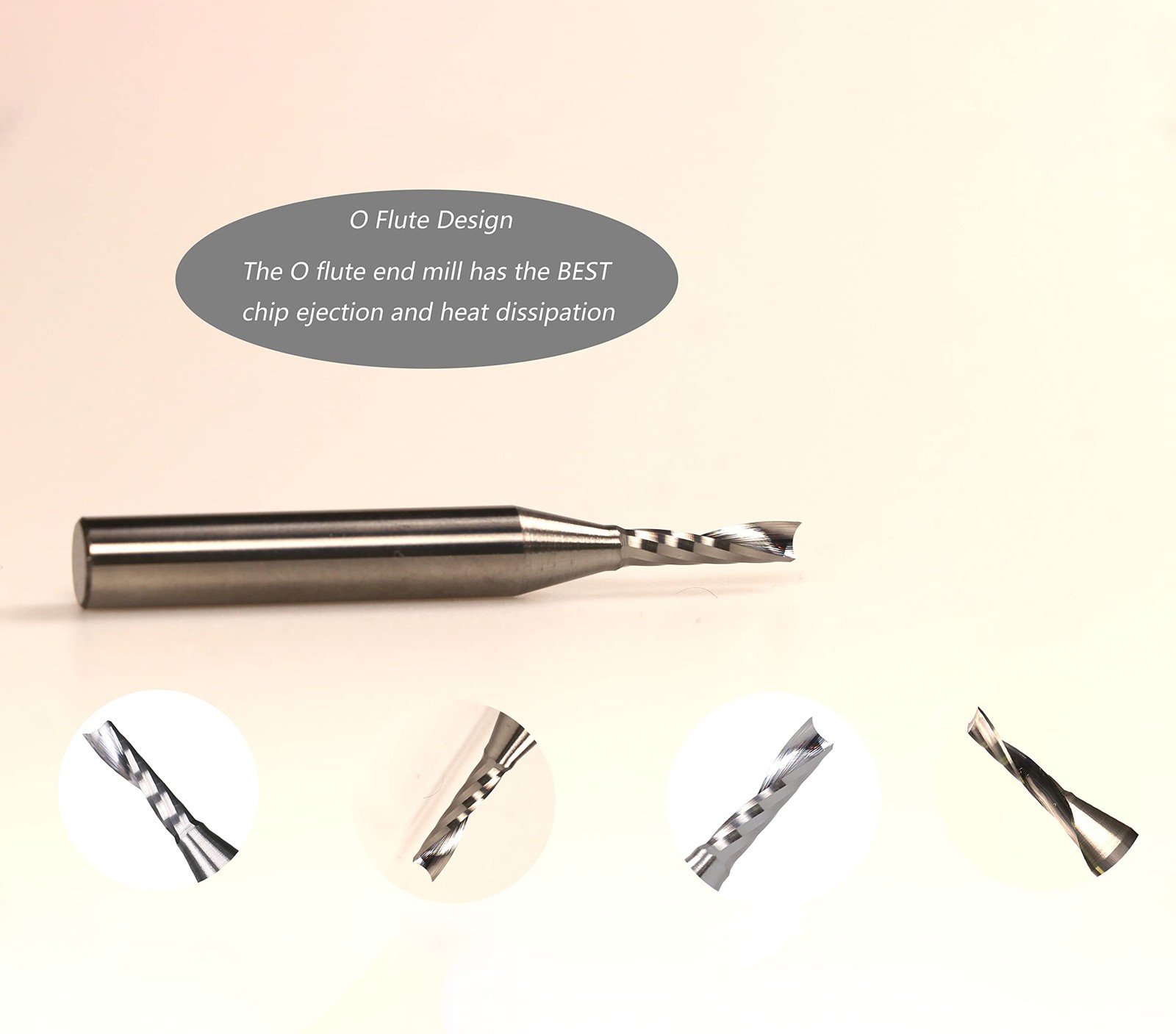 DashHound BRO02 5PCS O Flute Spiral CNC Router Bit 1/4″ Shank 1/8″ Carbide