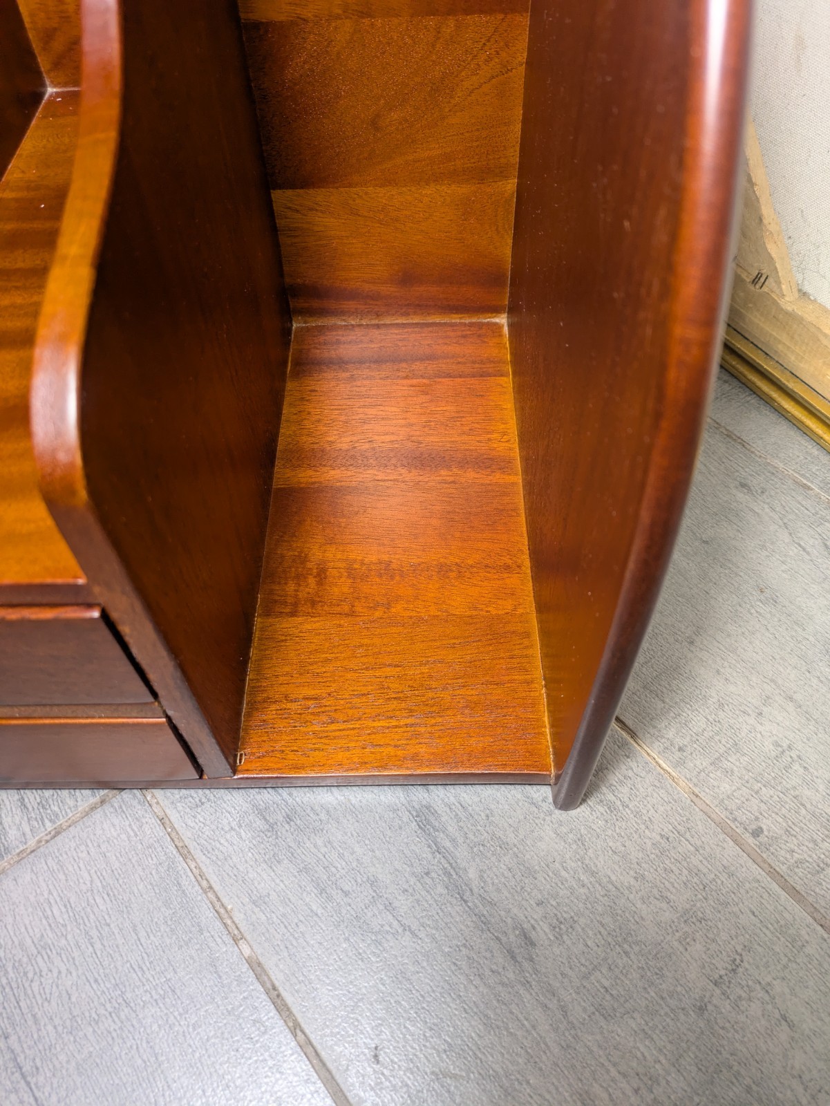 Vintage Mid Century Danish Modern Mahogany Wood Desk Organizer Mail Sorter H66