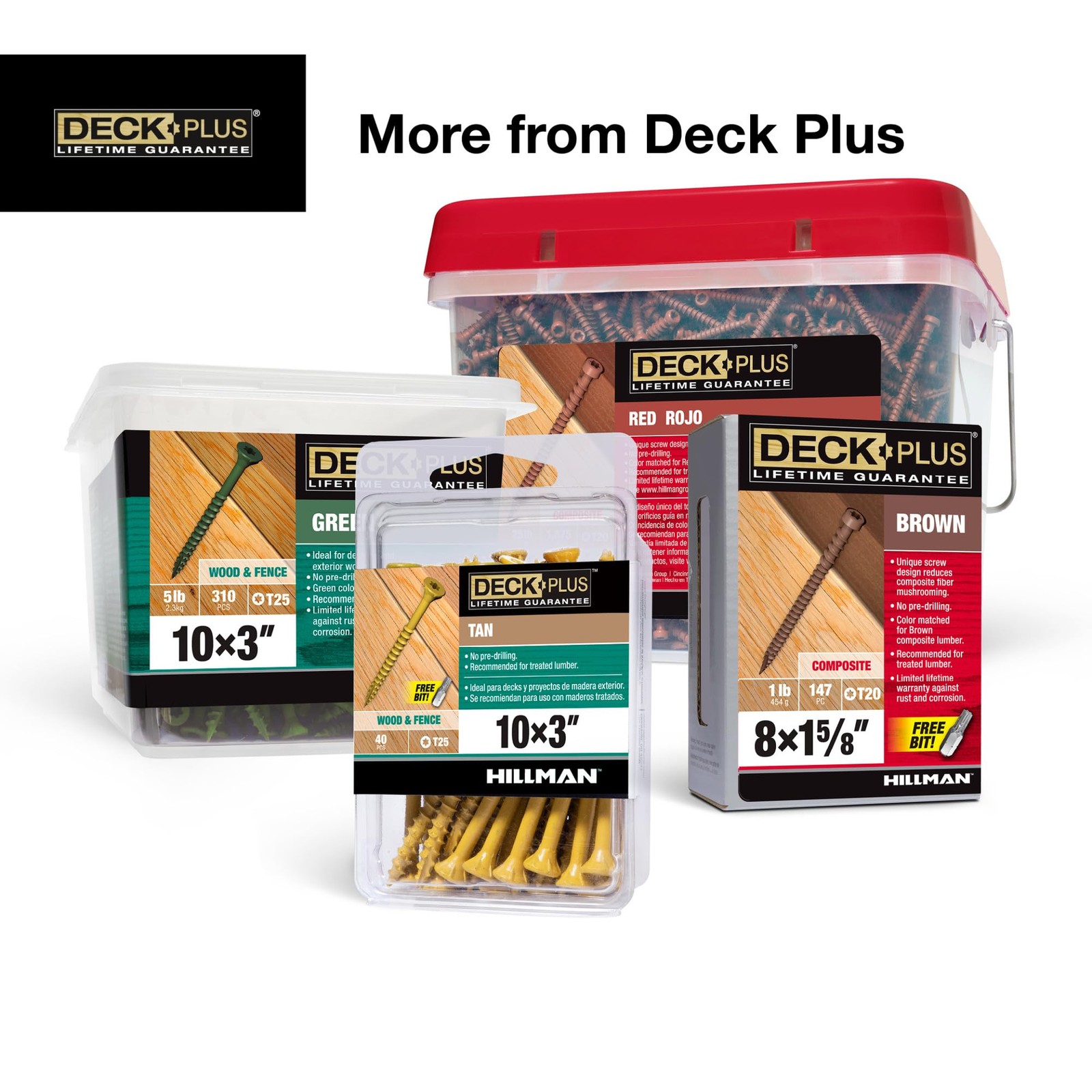 Deck Plus 48412 Wood Screws #8 x 1-5/8, Tan, 5lb Box
