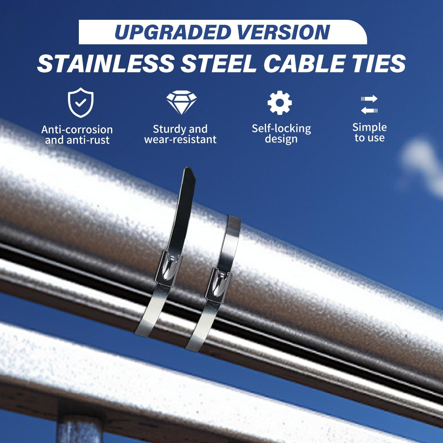 Stainless Steel Zip Ties 100PCS 11.8 Inch Heavy Duty Metal Self Locking Cable…
