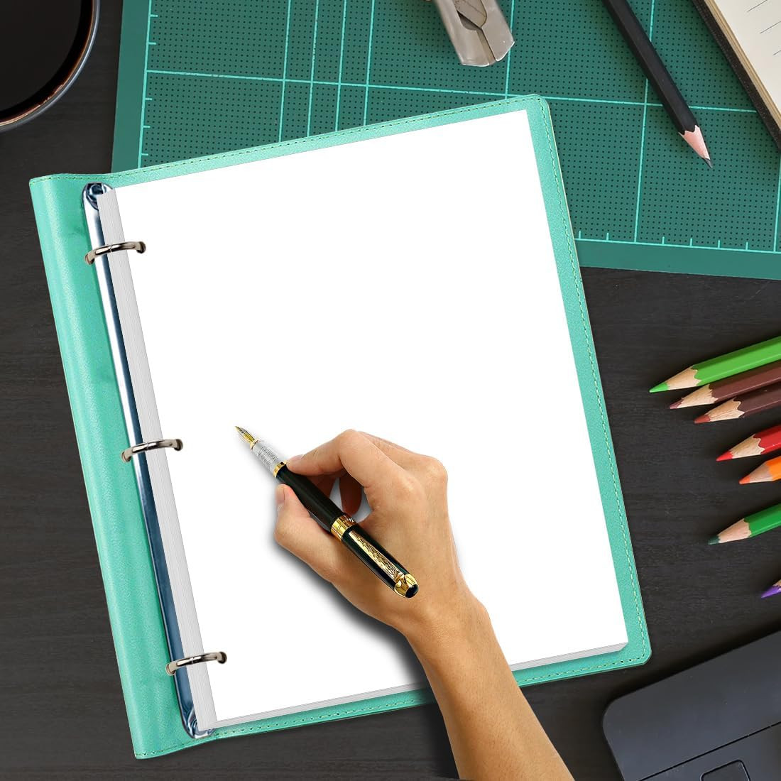 A4 Blank Filler Paper, 3-Hole Blank Paper, 100Sheets / 200Pages Loose-Leaf Paper