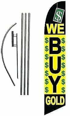 We Buy Gold Pawn Shop Advertising Feather Banner Swooper Flag Sign with Flag…