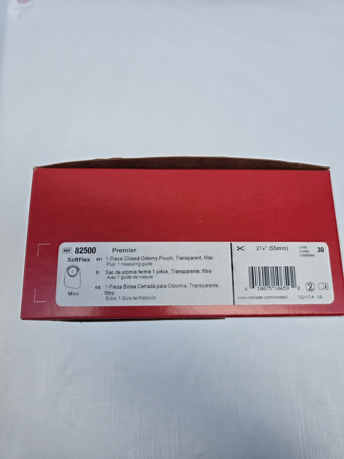Hollister 82500 -Premier 1-Piece Closed-End Pouch Cut-to-Fit 5/8″ – 2-1/8″ 30pcs