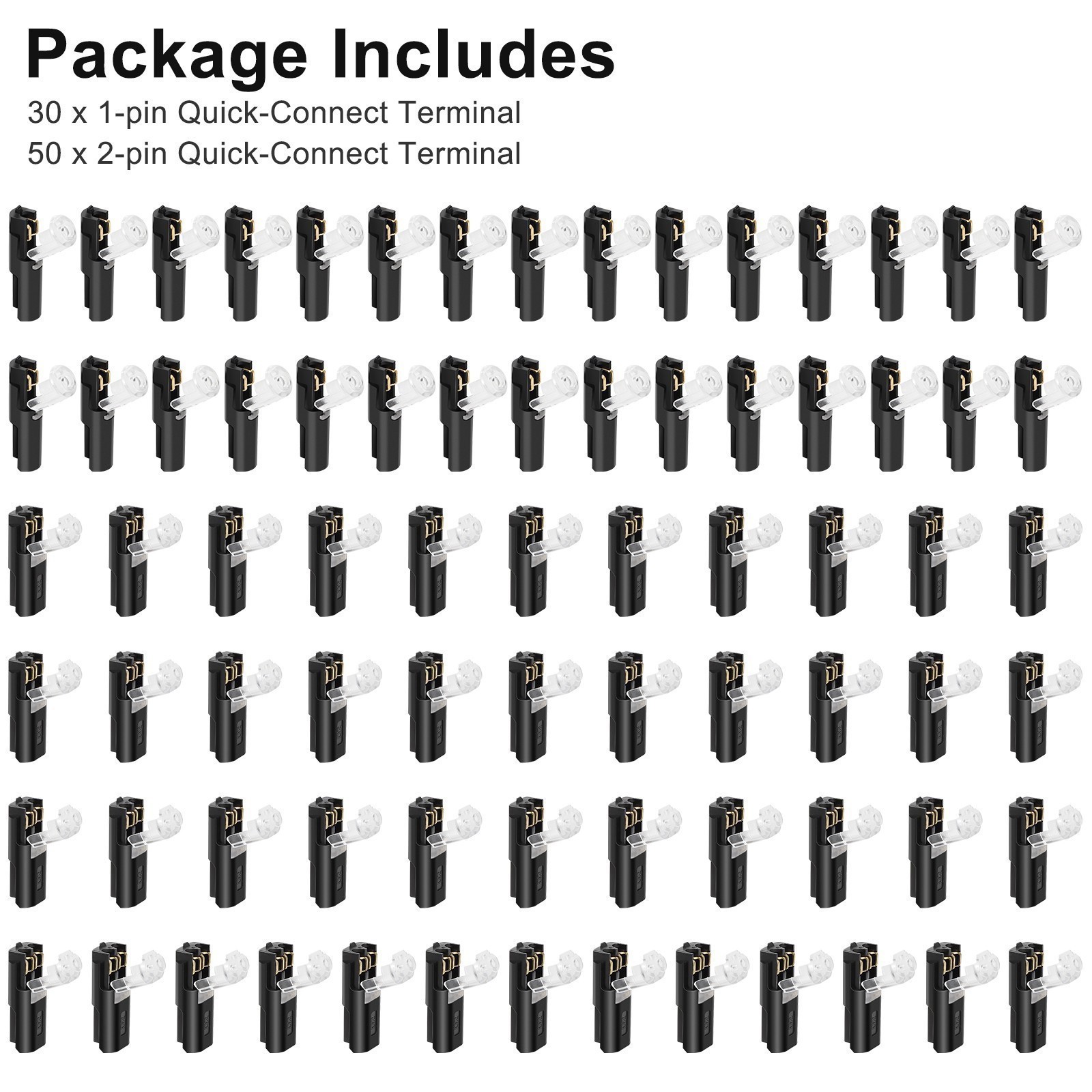 💎80PCS Plug-In Quick Wire Connectors, Reusable Clamp Terminal Blocks for Cables