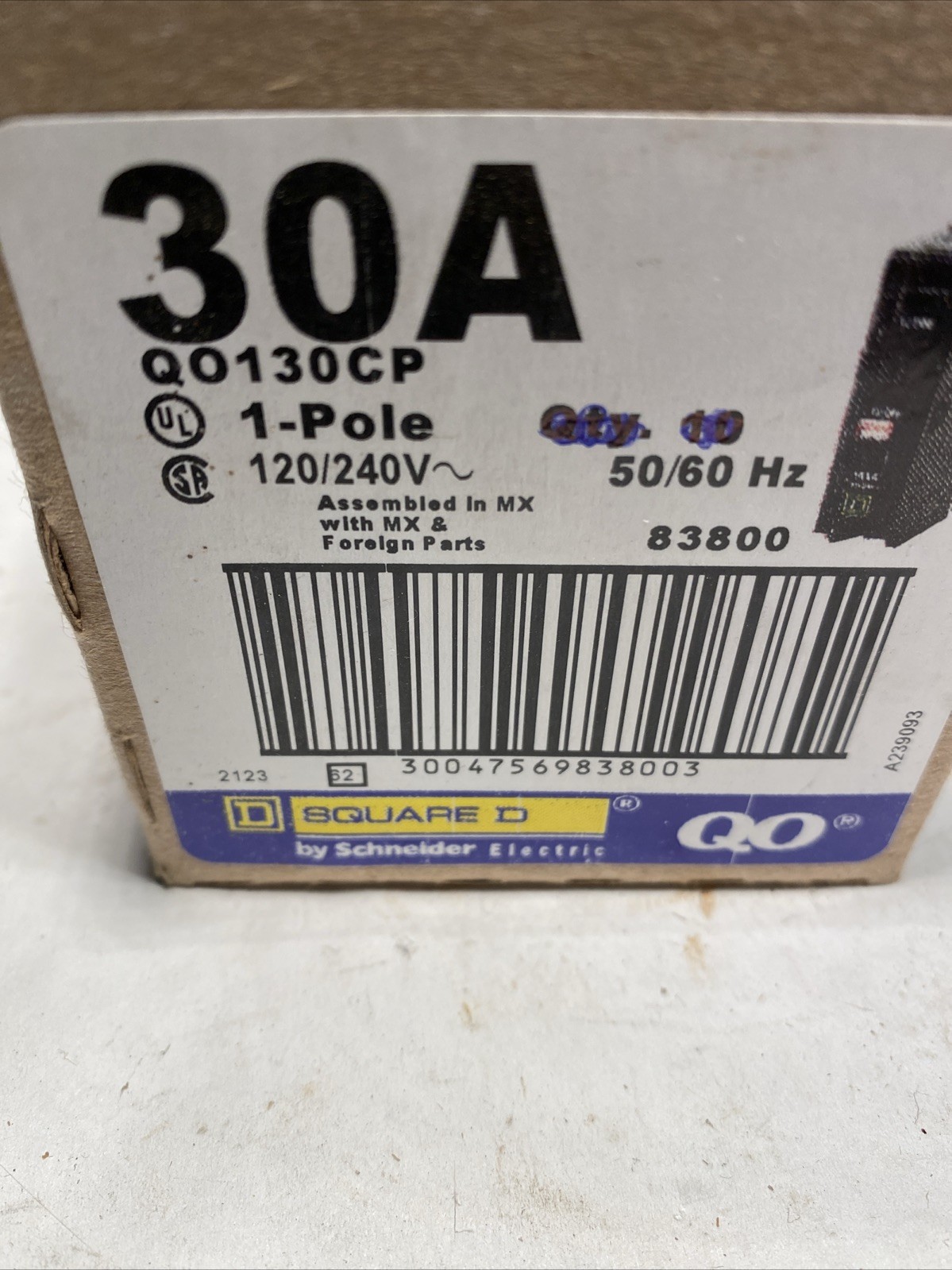 Square D 30 Amp Single-Pole Circuit Breaker QO130CP 120/240V Lot Of 3 Each NIB
