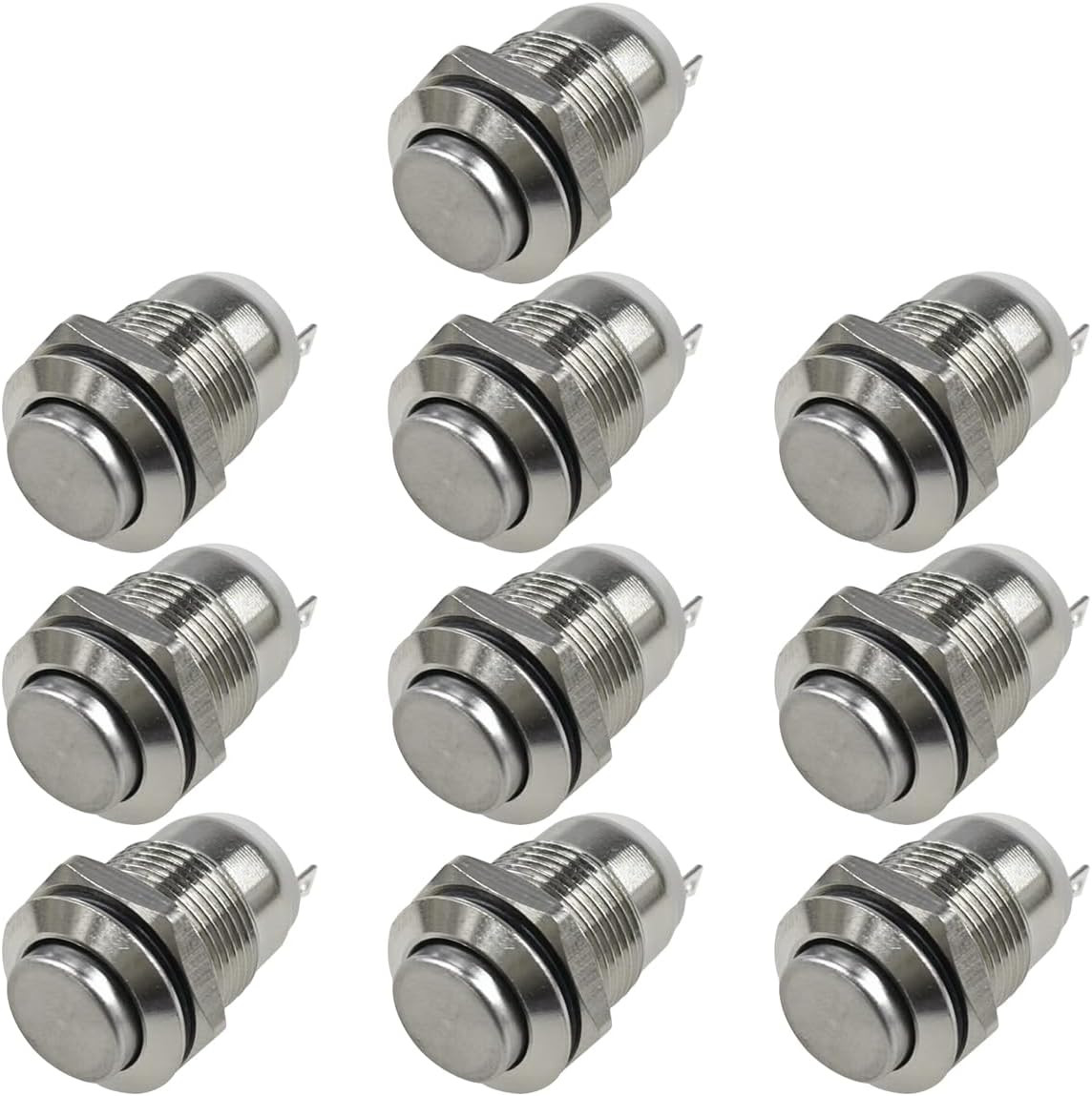 10PCS 12Mm Momentary Push Button Switch, Waterproof 1A 1.5V-250V Power