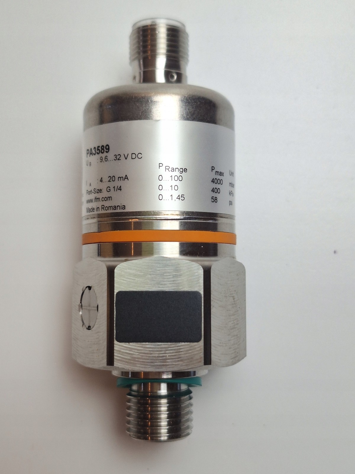 IFM PA3589 Industrial Ceramic Pressure Transmitter 0–0.1 bar G1/4 4–20 mA